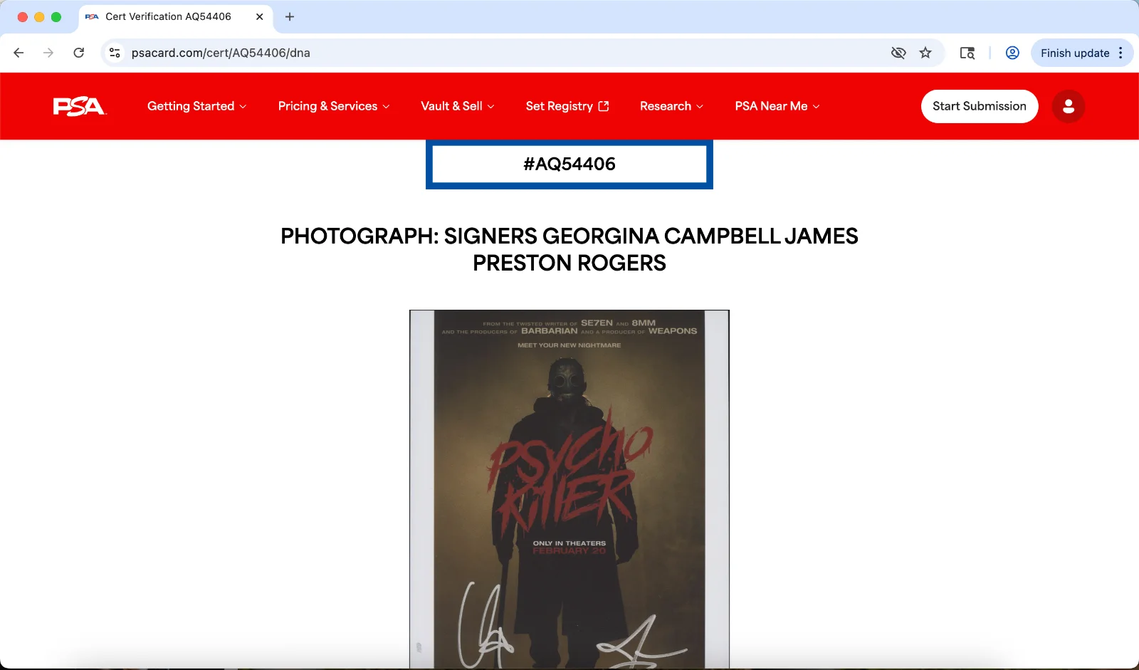 Georgina Campbell, James Preston Rogers — James Preston Rogers Georgina Campbell signed 8x10 photo Psycho Killer PSA DNA, image 3