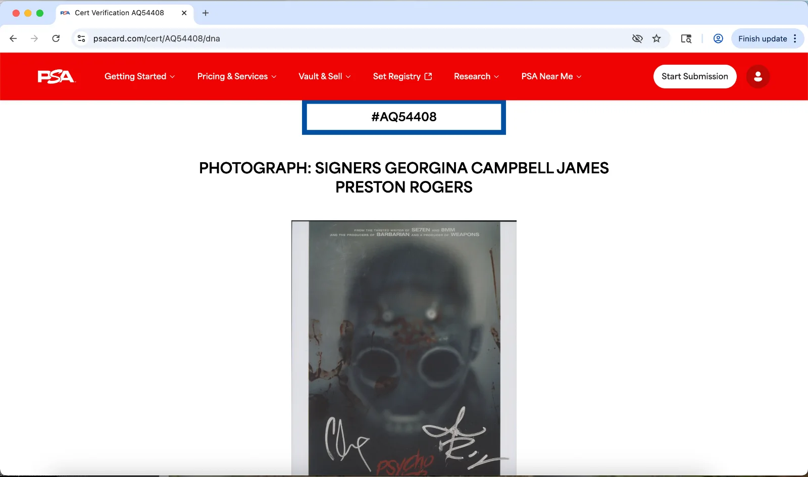 Georgina Campbell, James Preston Rogers — IMPERFECT James Preston Rogers Georgina Campbell signed 8x10 photo Psycho Killer, изображение 3