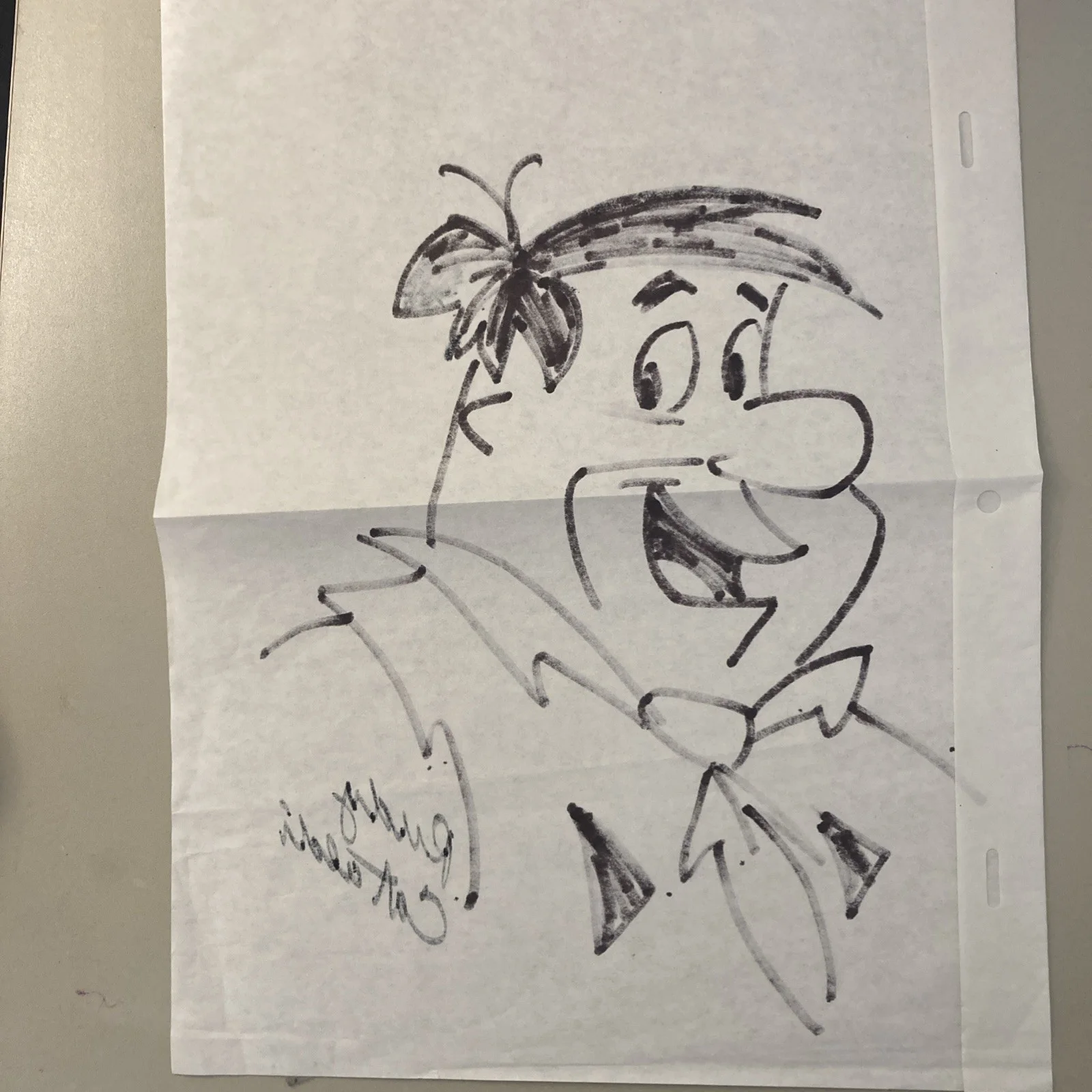 Rudy Cataldi 1927-2019 9x12 sketch folded in half Rare With-COA Fred Flintstone, изображение 3