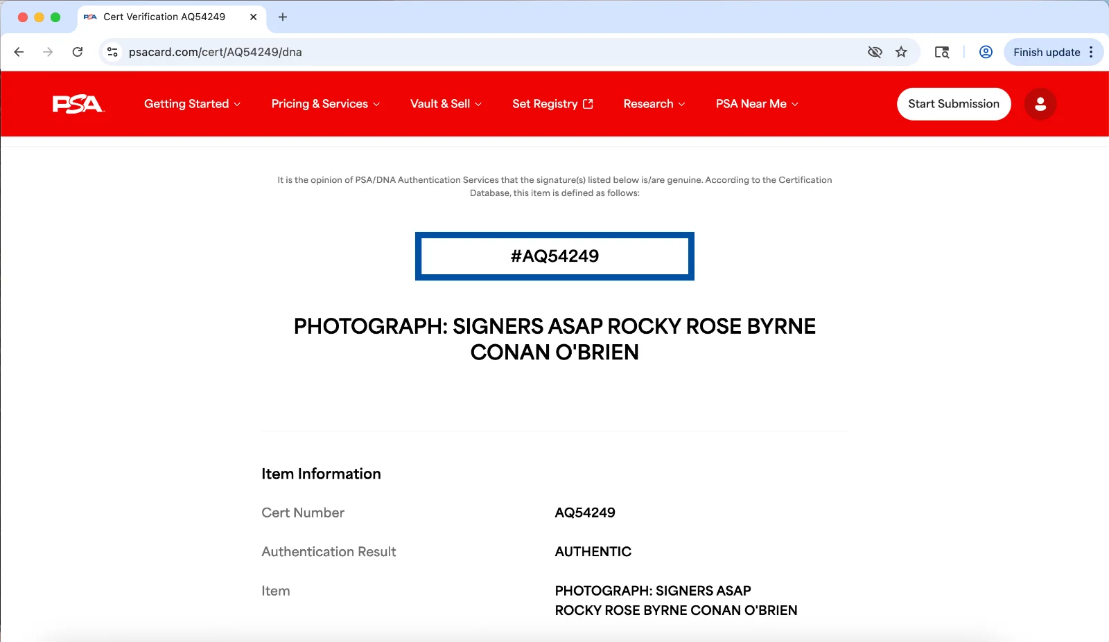 Rose Byrne, ASAP Rocky, Conan O'Brien — Rose Byrne A$AP Rocky Conan signed 11x14 photo autograph PSA If I Had Legs cast, изображение 3