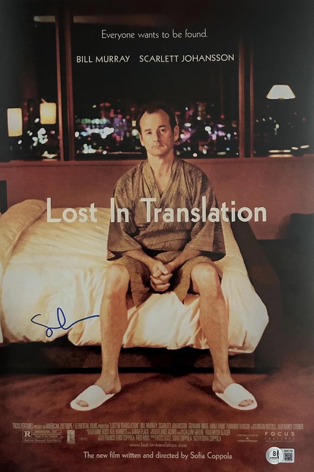 SOFIA COPPOLA SIGNED 'LOST IN TRANSLATION' 12x18 MOVIE POSTER BECKETT BAS COA, image 2