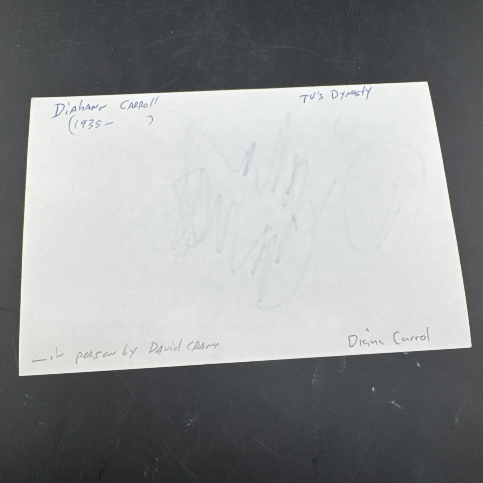 1967 DIAHANN CARROLL ACTRESS SINGER SIGNED CUT ON INDEX CARD, image 2