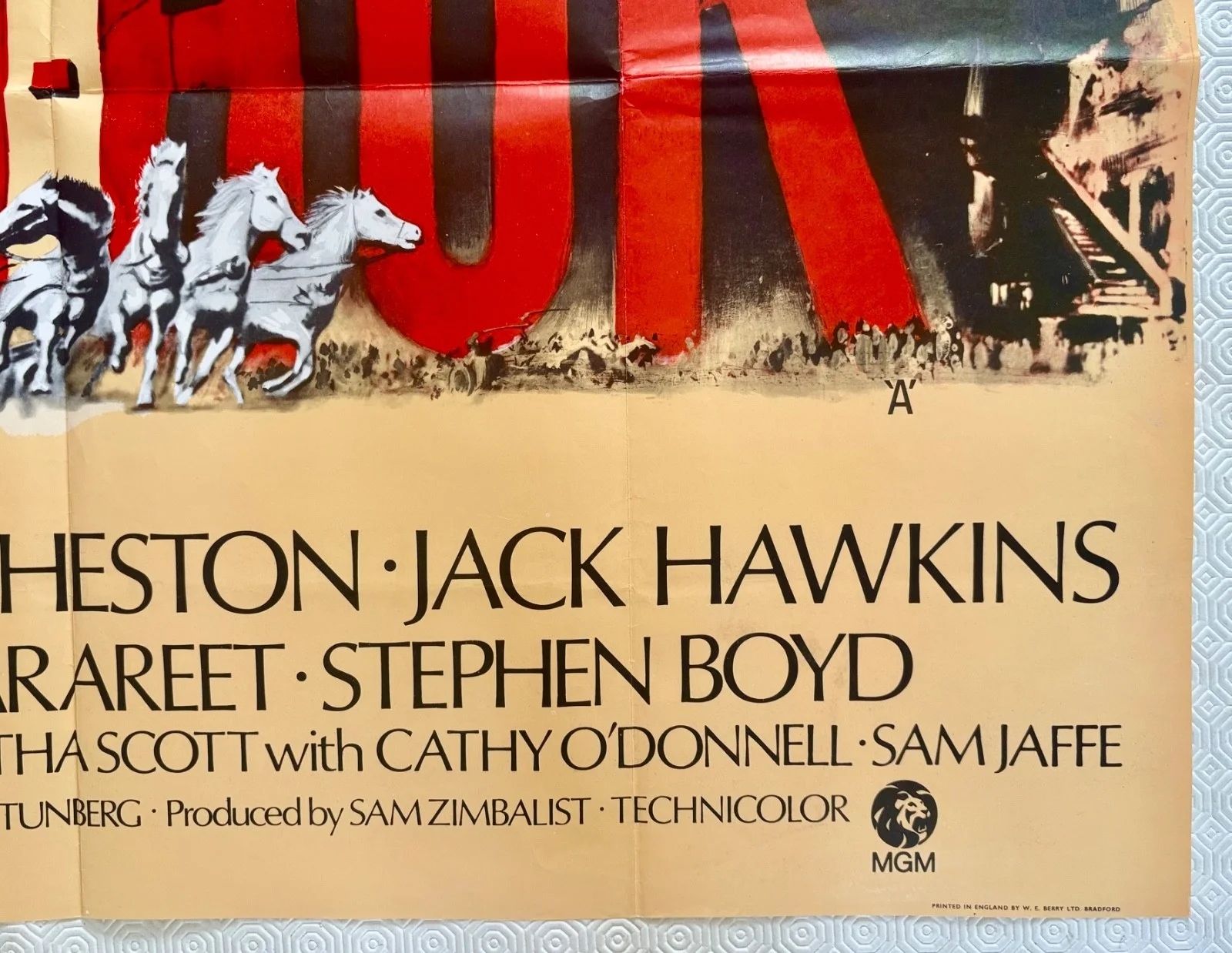 Ben Hur Original 1969 RR Movie Quad Poster Charlton Heston Jack Hawkins, изображение 3
