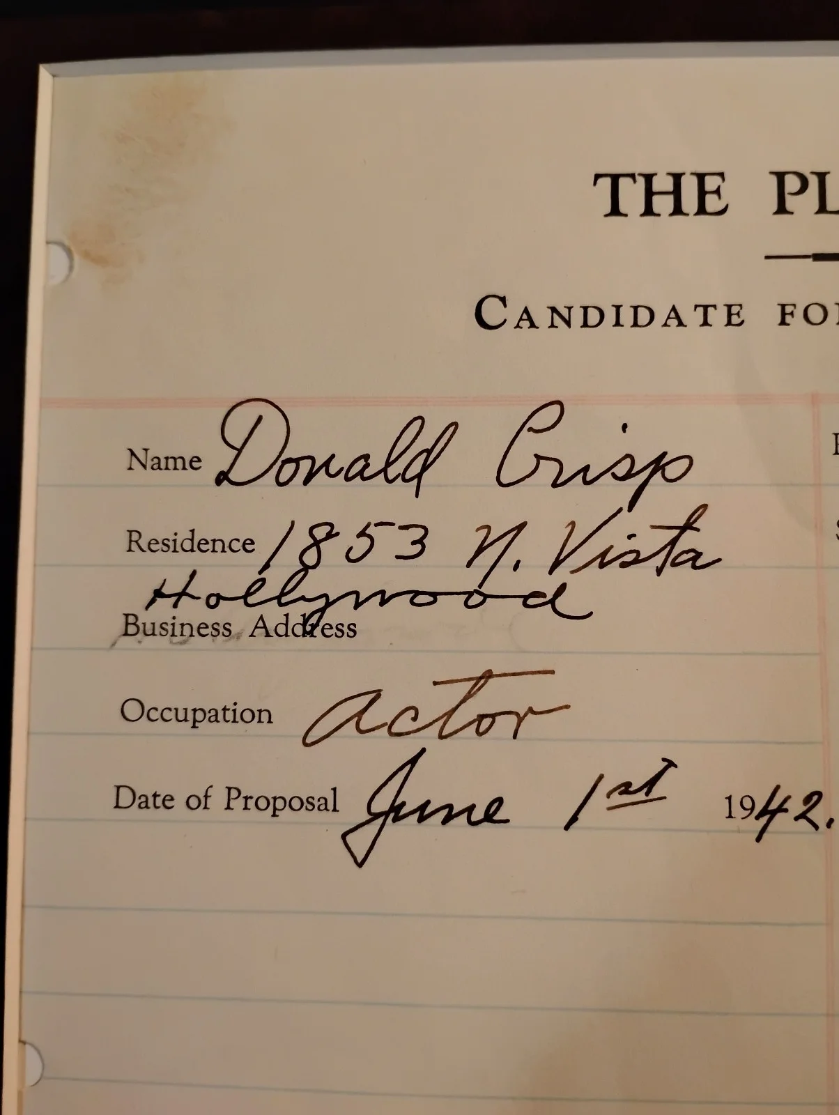 HUMPHREY BOGART — *REDUCED*HUMPHREY BOGART AUTOGRAPH 1942 "THE PLAYERS" CERTIFICATE FOR MEMBERSHIP, image 5