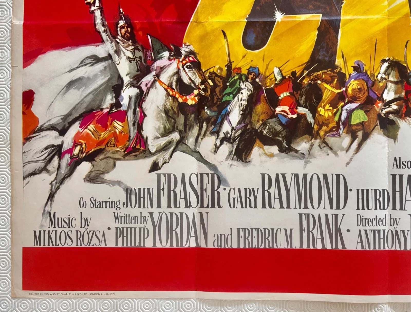 El Cid Original 1961 Movie Quad Poster Charlton Heston Sophia Loren, изображение 2