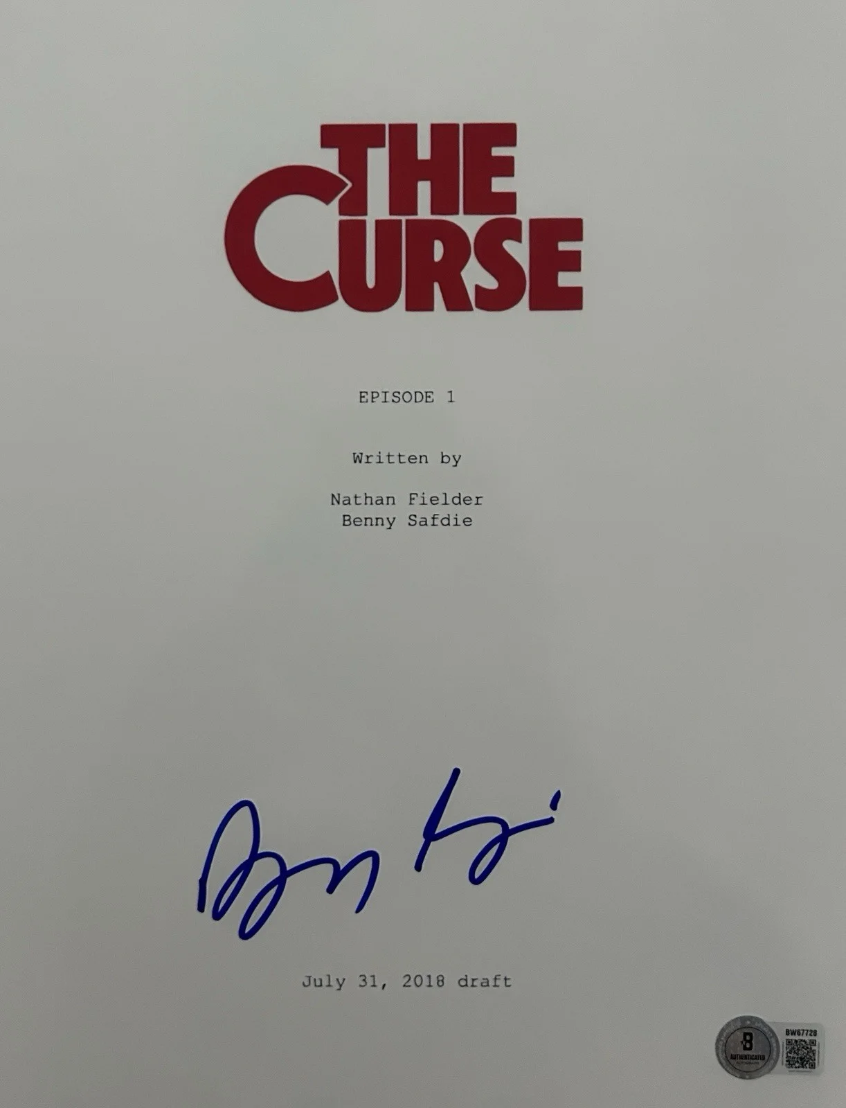 Benny Safdie — Benny Safdie Signed Autographed The Curse Pilot Script Screenplay Cover Beckett, image 2