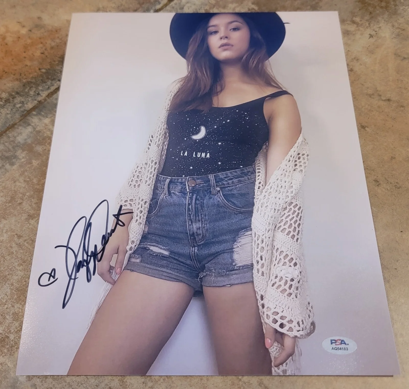 Hayley Orrantia — Hayley Orrantia signed 11x14 photo autograph PSA DNA photoshoot jean shorts