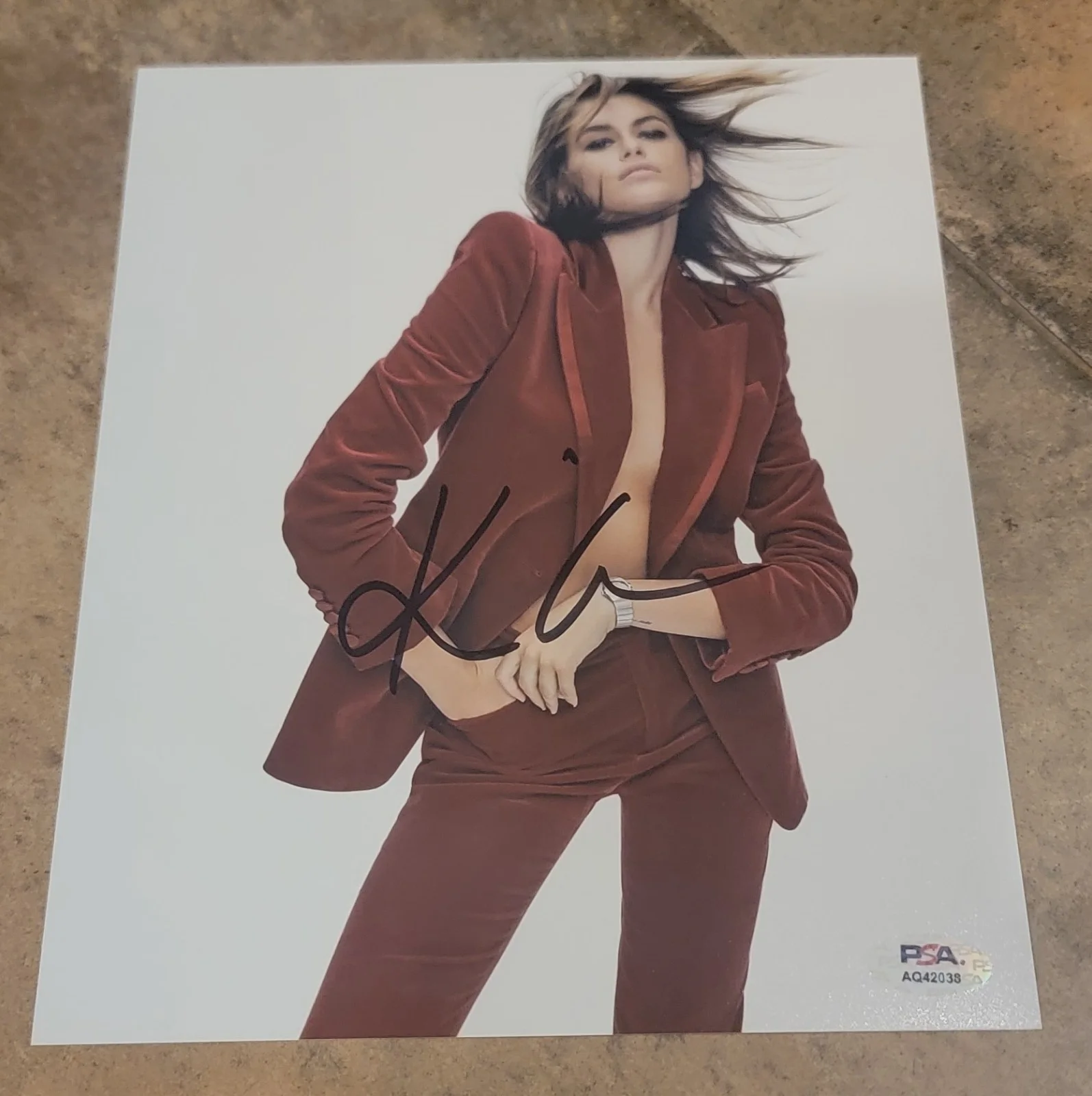 Kaia Gerber — Kaia Gerber signed 8x10 photo autograph PSA DNA photoshoot red suit