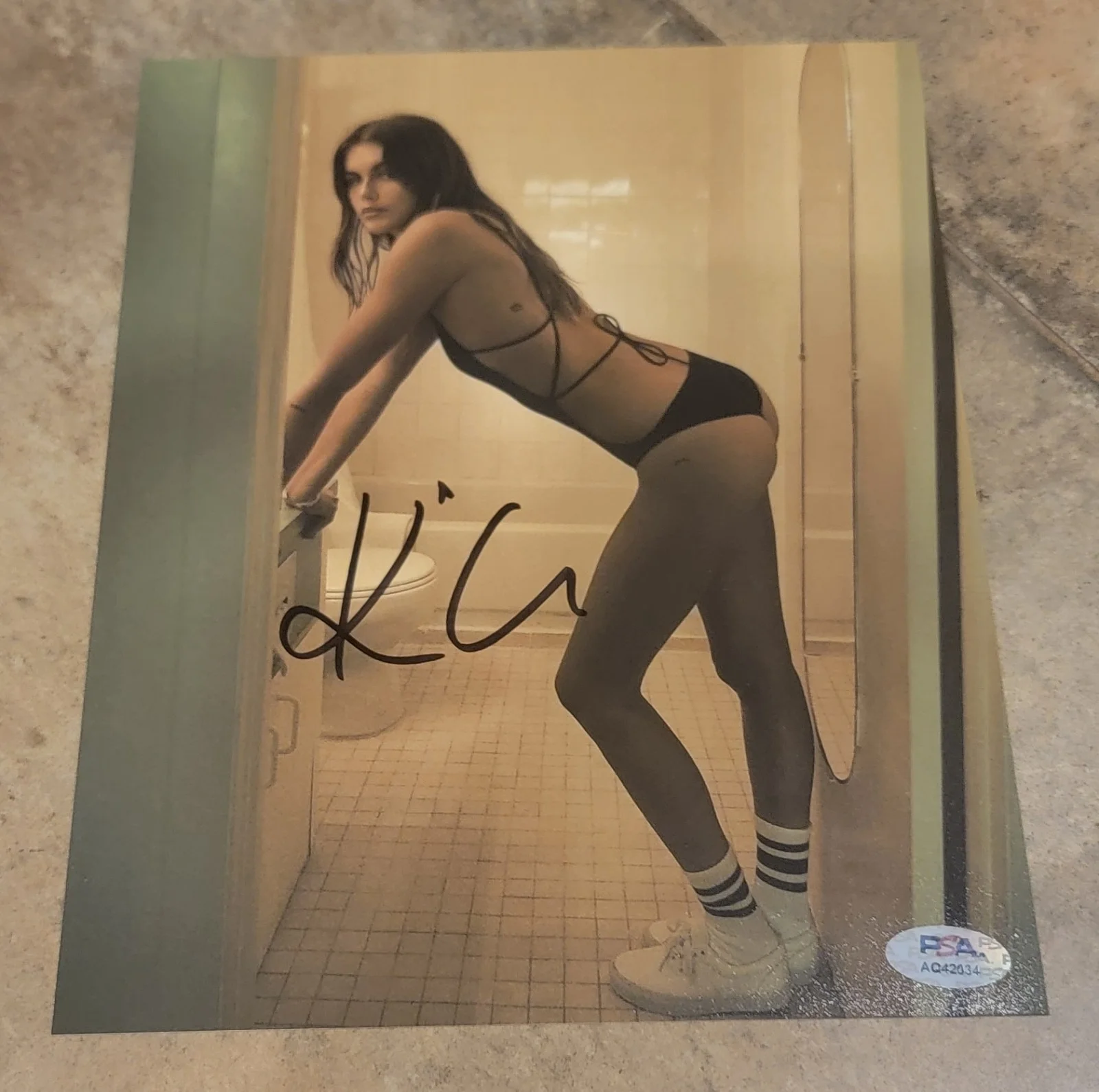 Kaia Gerber — Kaia Gerber signed 8x10 photo autograph PSA DNA photoshoot bikini white socks