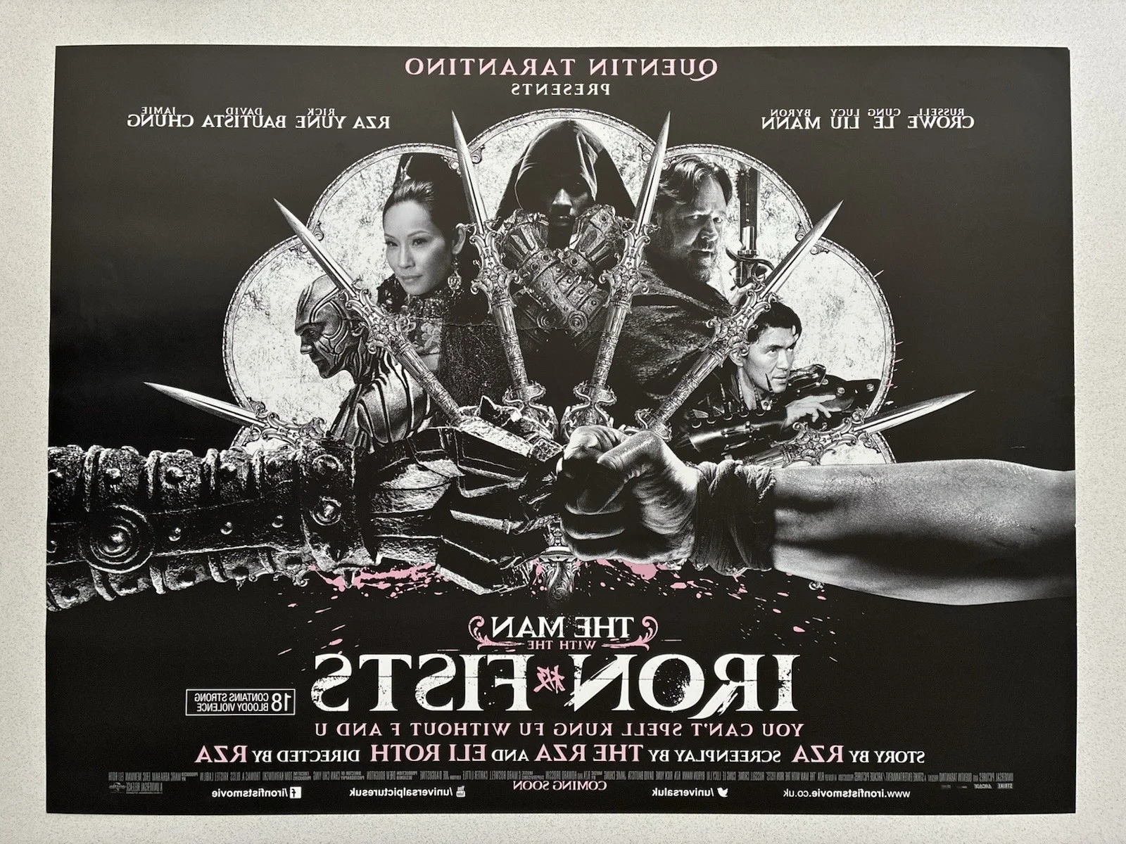 THE MAN WITH THE IRON FISTS - UK QUAD ORIGINAL CINEMA POSTER 2012 TARANTINO RZA, изображение 2