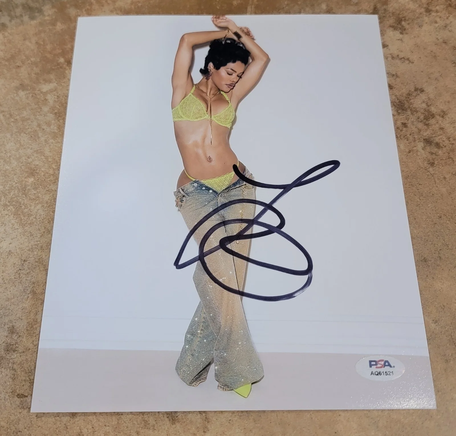 Teyana Taylor — Teyana Taylor signed 8x10 photo autograph PSA DNA photoshoot lingerie jeans