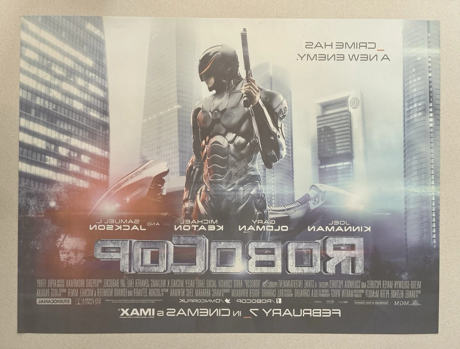 ROBOCOP - JOEL KINNAMAN - ORIGINAL UK CINEMA QUAD POSTER 2013 30x40” GARY OLDMAN, изображение 2