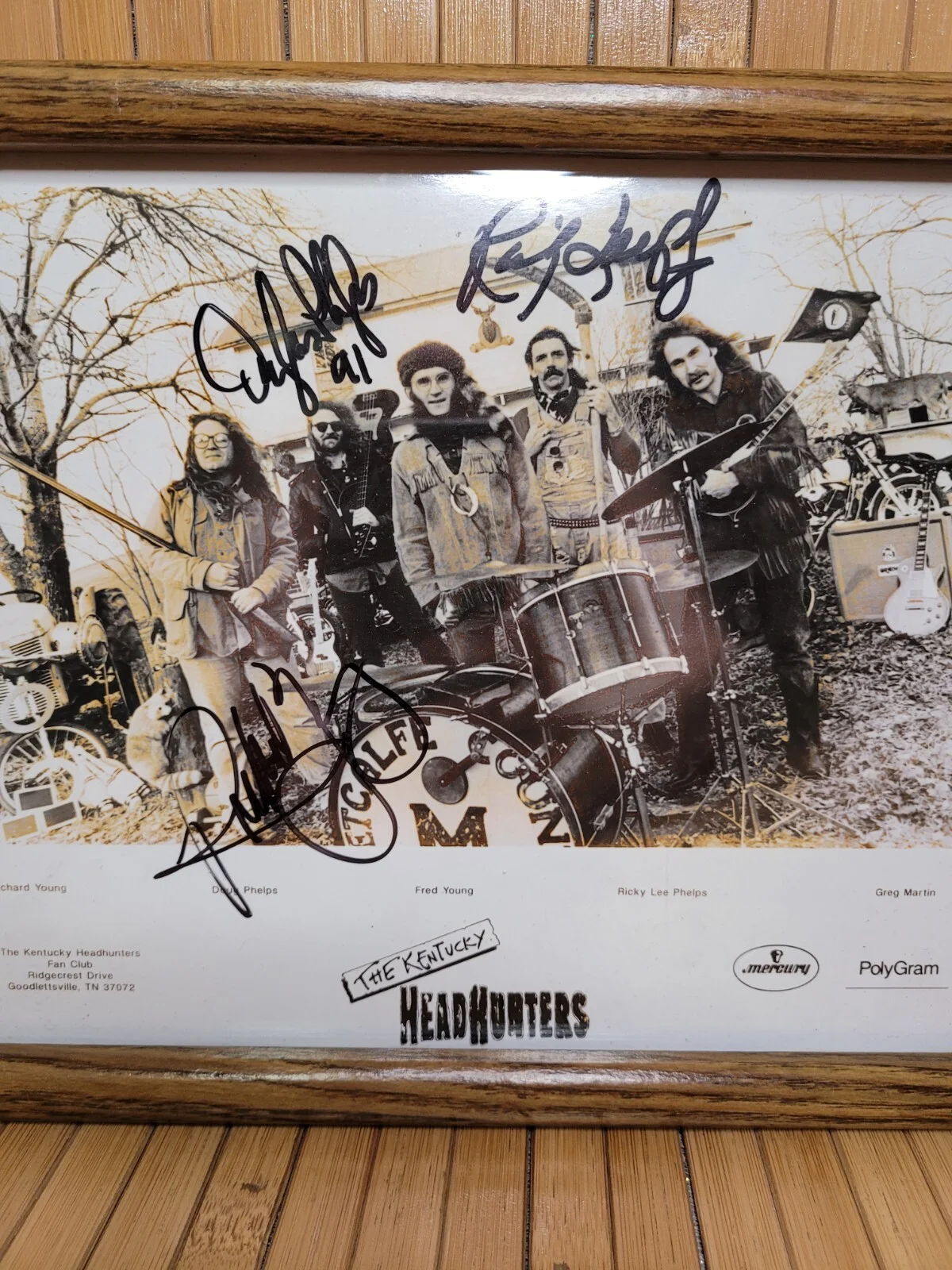 The Kentucky Headhunters Band Signed Photo 1 of 91 Orginal Members Frame 9"x 11", изображение 3