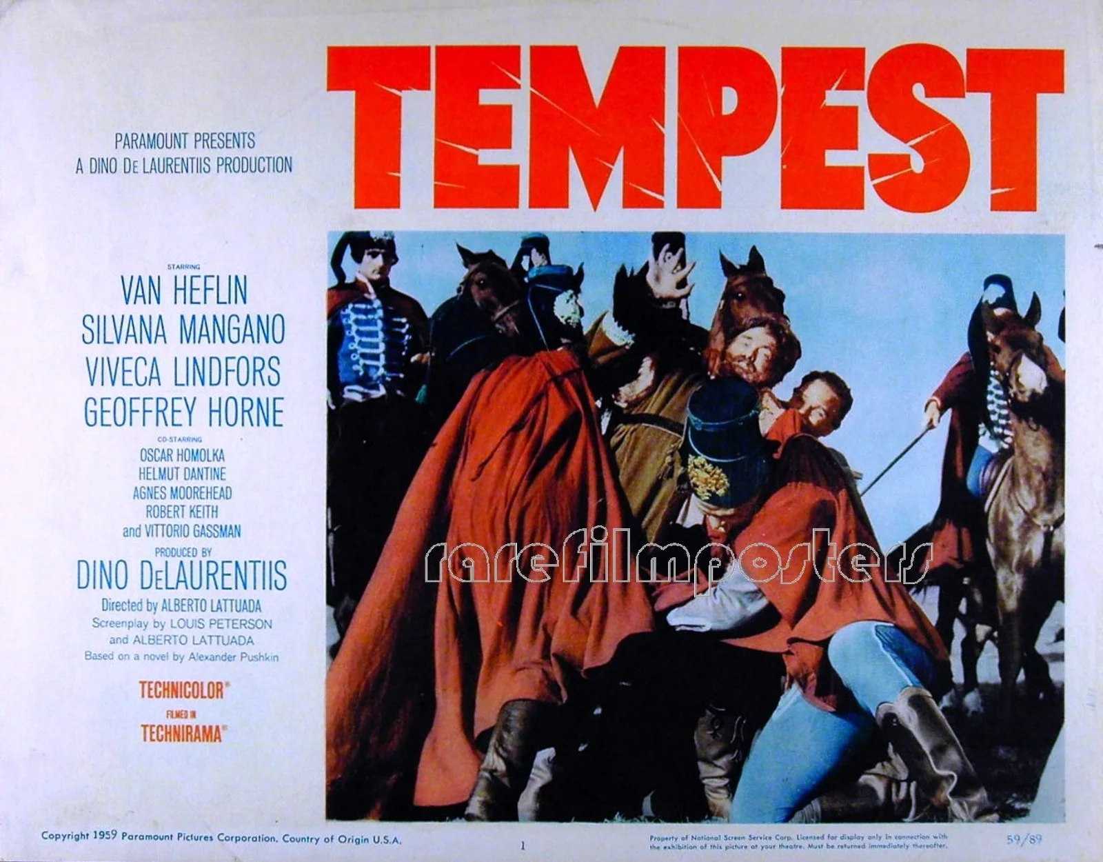TEMPEST 1958 Van Heflin ALEXANDER PUSHKIN Cossacks 4 LOBBY CARDS, image 2