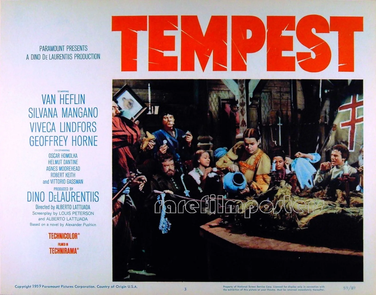 TEMPEST 1958 Van Heflin ALEXANDER PUSHKIN Cossacks 4 LOBBY CARDS, image 3