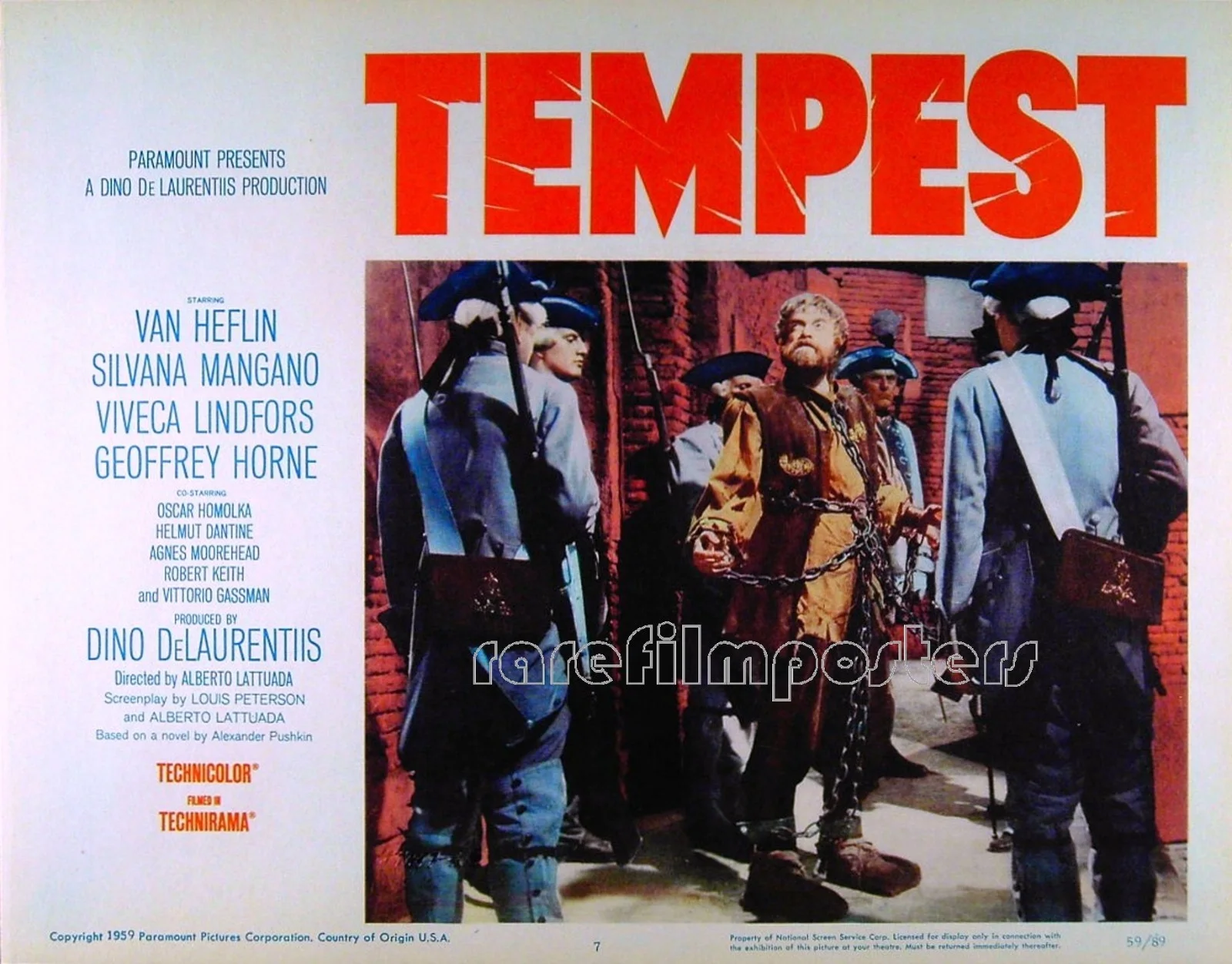 TEMPEST 1958 Van Heflin ALEXANDER PUSHKIN Cossacks 4 LOBBY CARDS, image 4