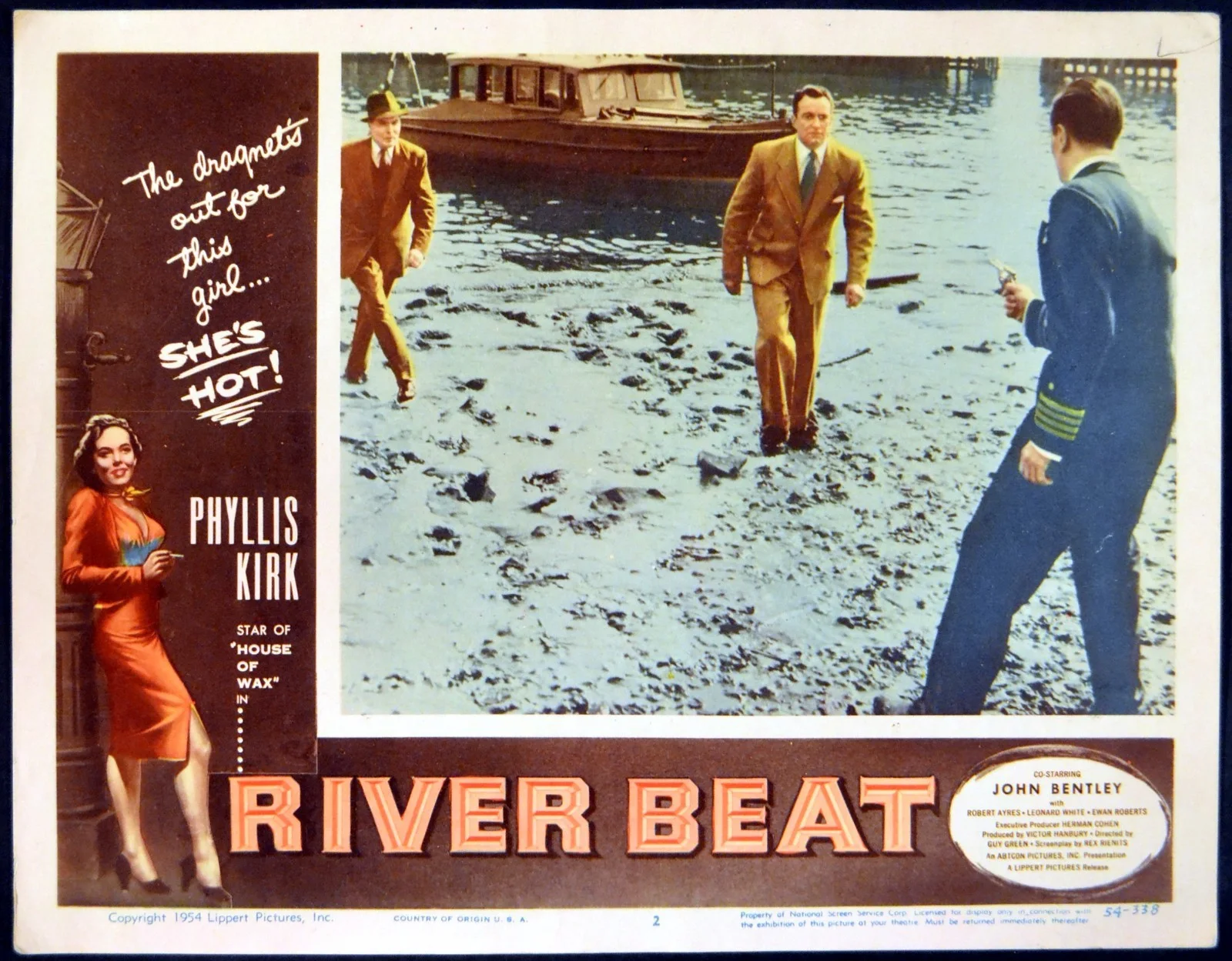RIVER BEAT 1954 Phyllis Kirk, John Bentley, Robert Ayres 5 LOBBY CARDS, image 2
