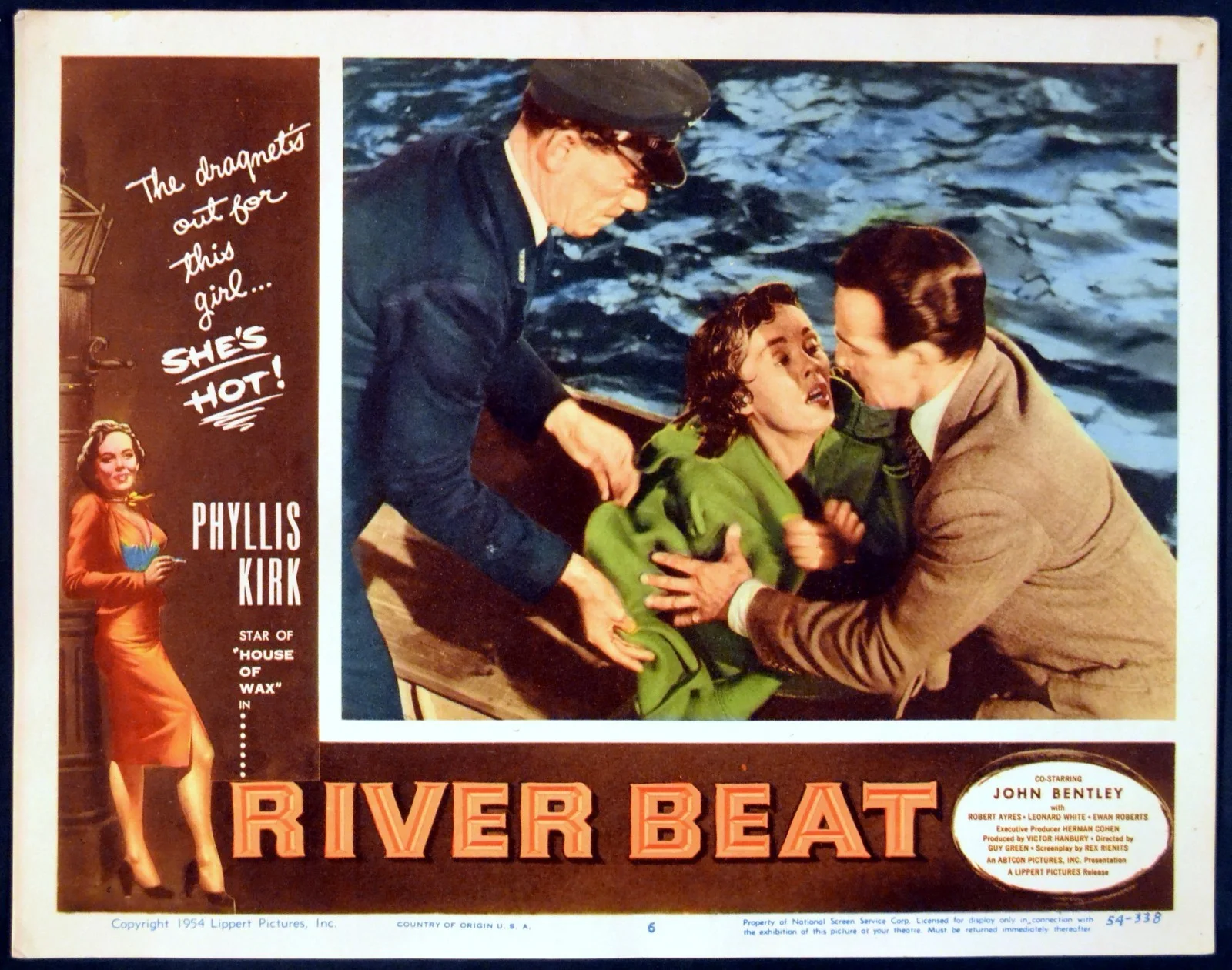 RIVER BEAT 1954 Phyllis Kirk, John Bentley, Robert Ayres 5 LOBBY CARDS, image 4