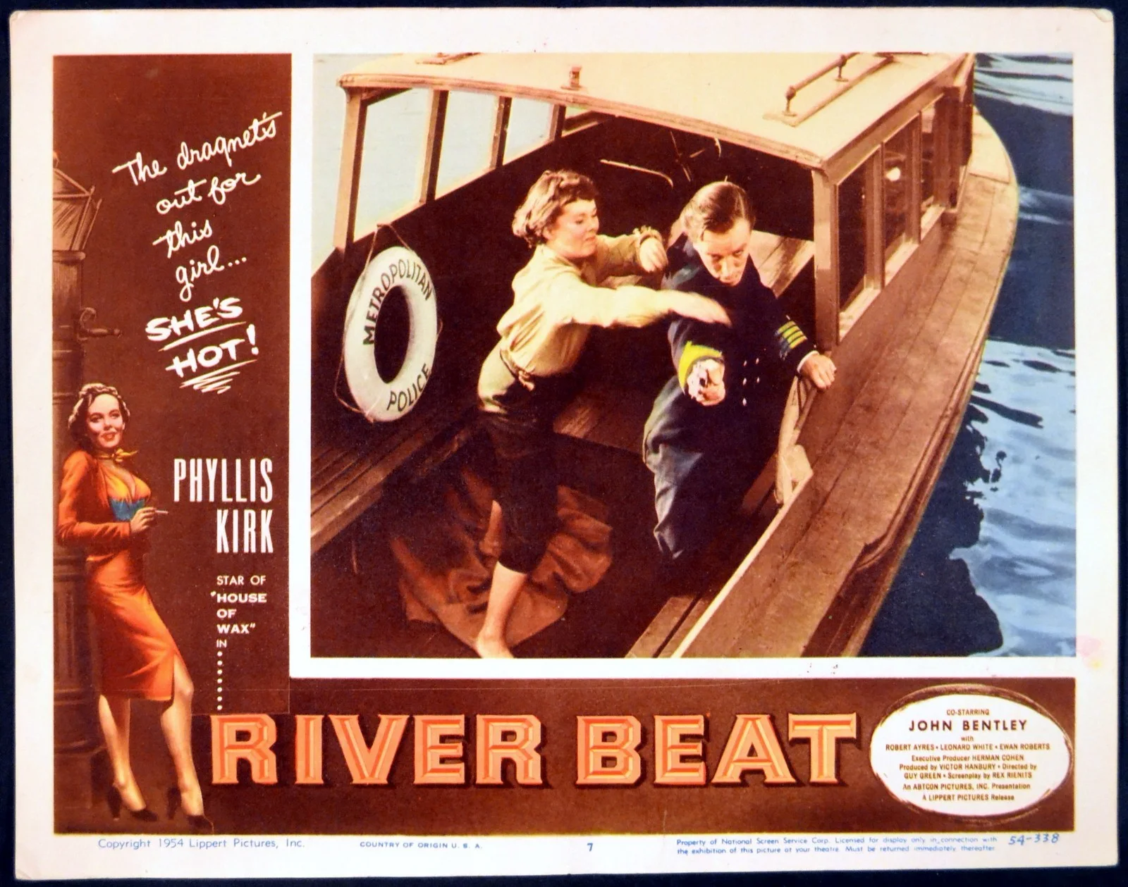 RIVER BEAT 1954 Phyllis Kirk, John Bentley, Robert Ayres 5 LOBBY CARDS, image 5