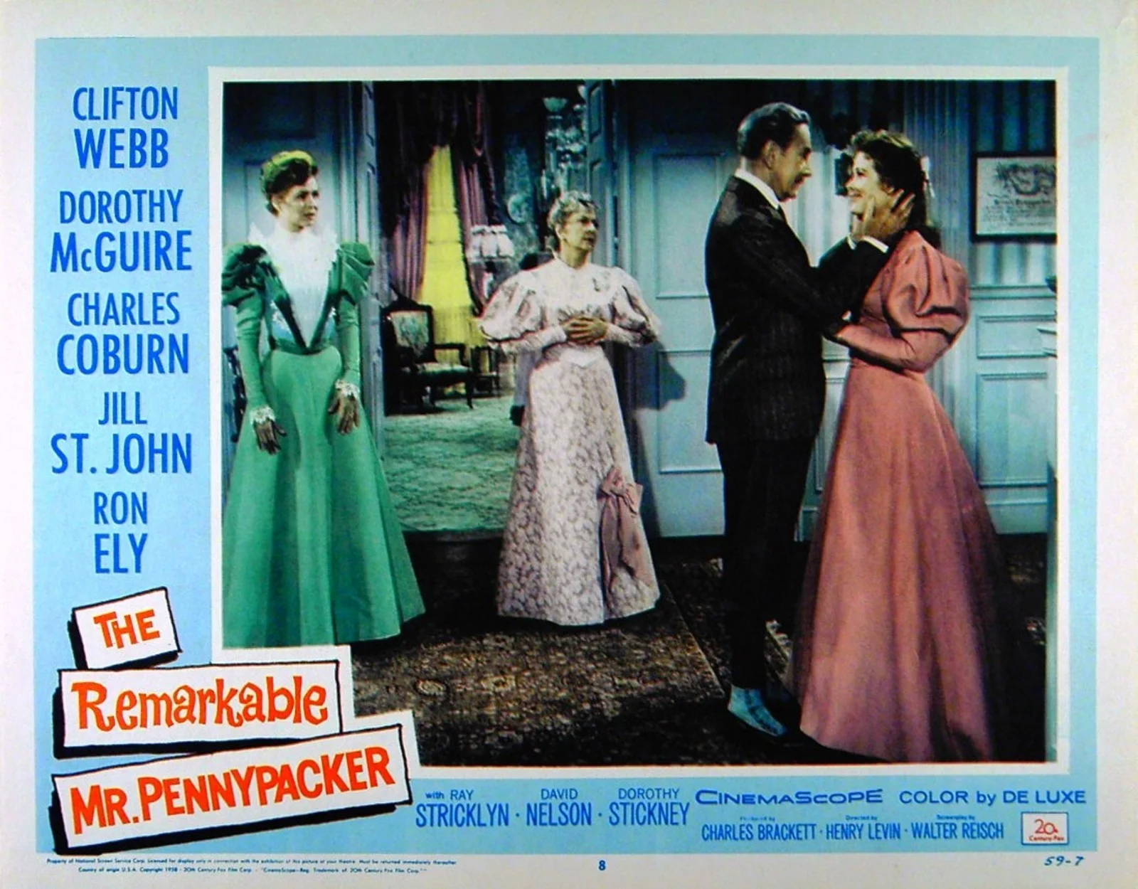 REMARKABLE MR PENNYPACKER 1959 Clifton Webb, Dorothy McGuire 4 U.S. LOBBY CARDS, image 4