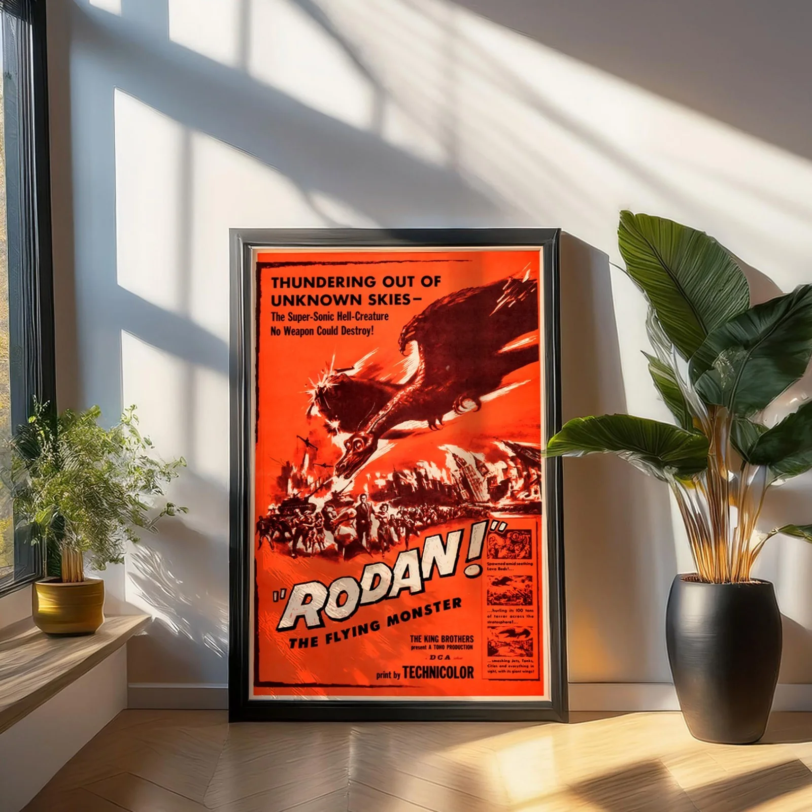 Rodan - 1956 Monster / Sci-Fi Film Restored 27.2" x 41" US One Sheet Poster, изображение 3