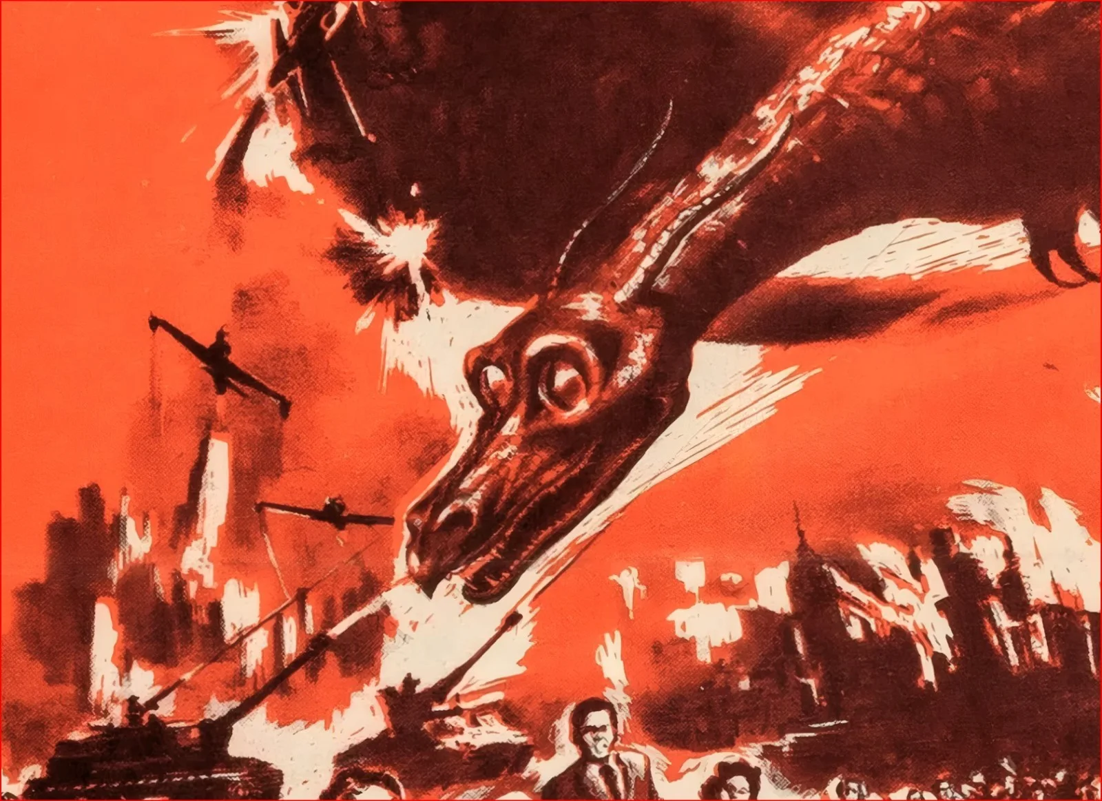 Rodan - 1956 Monster / Sci-Fi Film Restored 27.2" x 41" US One Sheet Poster, изображение 5
