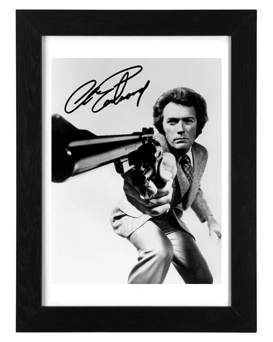 Clint Eastwood Signed Autograph PHOTO Pre Print 6x4/A4/ Framed, image 2