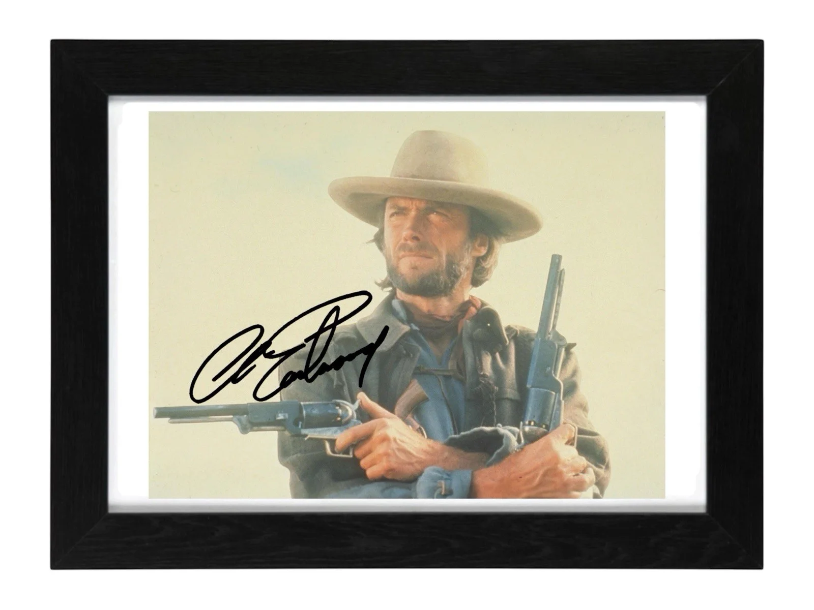 Clint Eastwood Signed Autograph PHOTO Pre Print 6x4/A4/ Framed, image 2