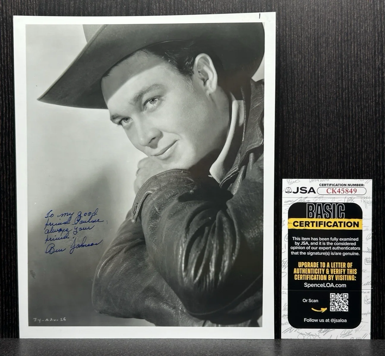 Ben Johnson — BEN JOHNSON SIGNED PHOTO Original Autograph JSA COA Academy Award Winning Actor, изображение 2