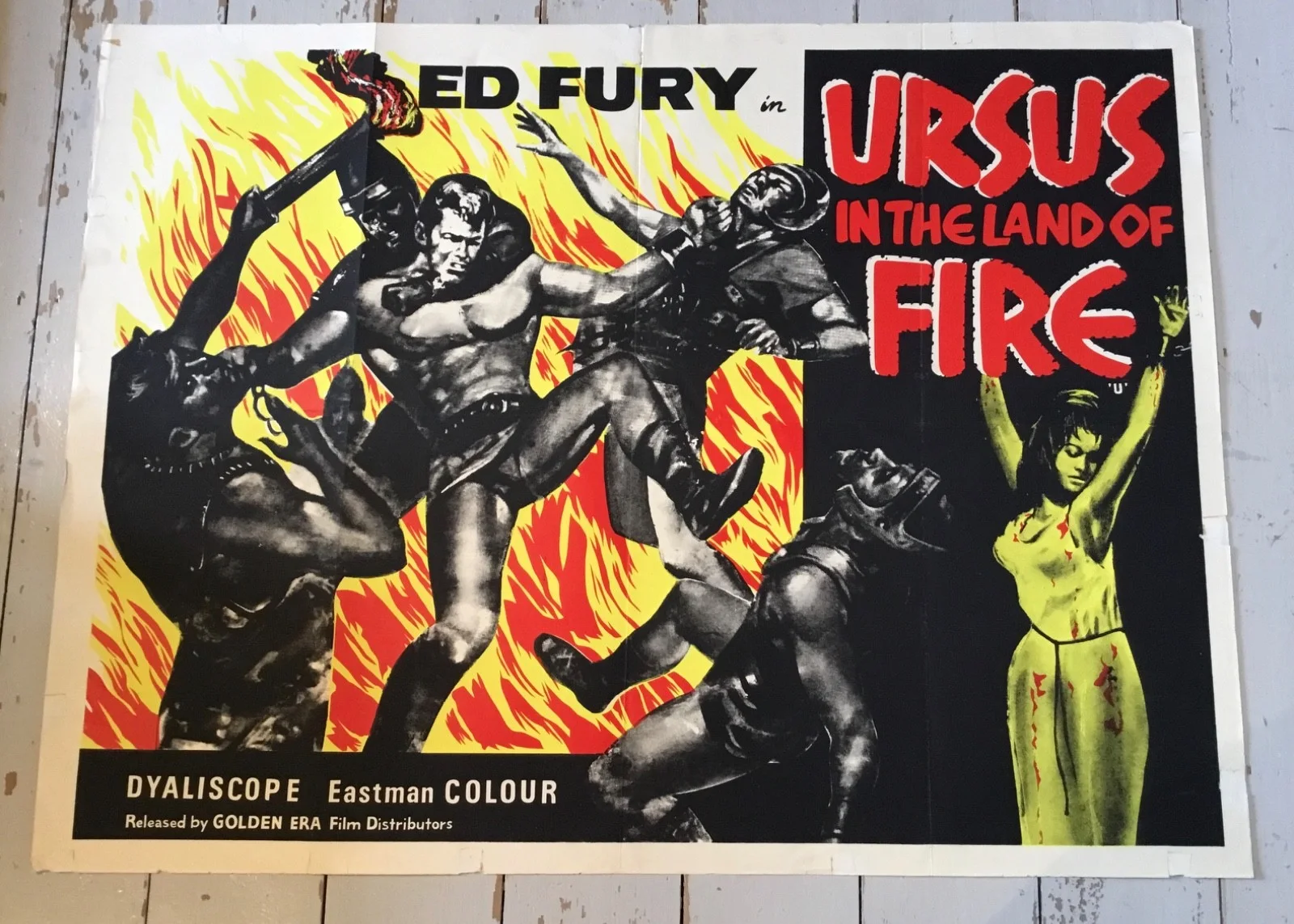 Ursus In The Land Of Fire 1963 Original UK Quad Poster RARE, изображение 2