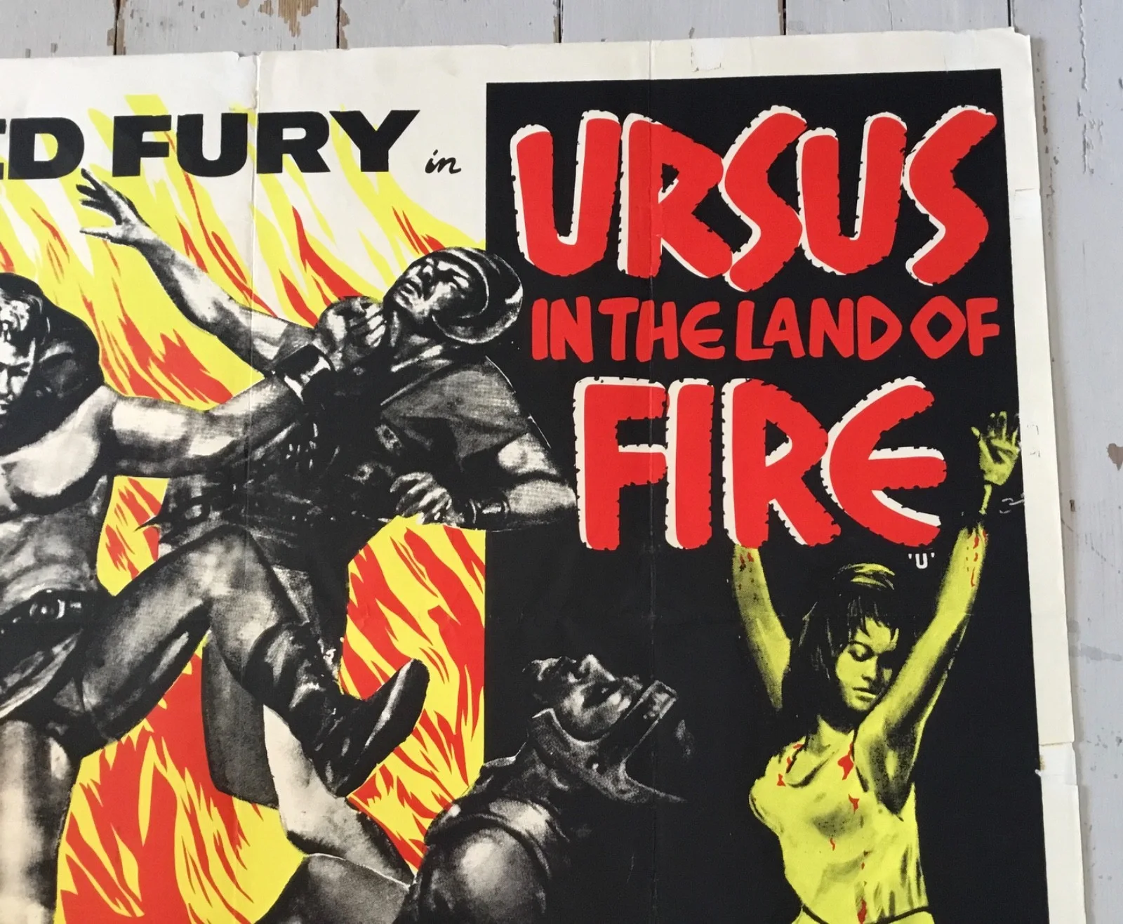 Ursus In The Land Of Fire 1963 Original UK Quad Poster RARE, изображение 5