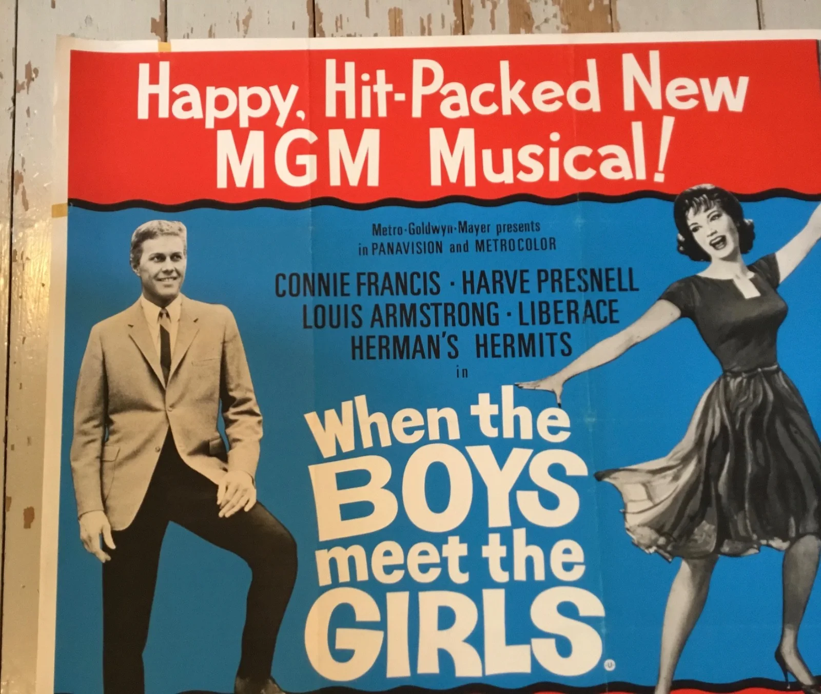 When the Boys Meet The Girls 1965 Rare Original UK Quad Poster Herman’s Hermits, изображение 3