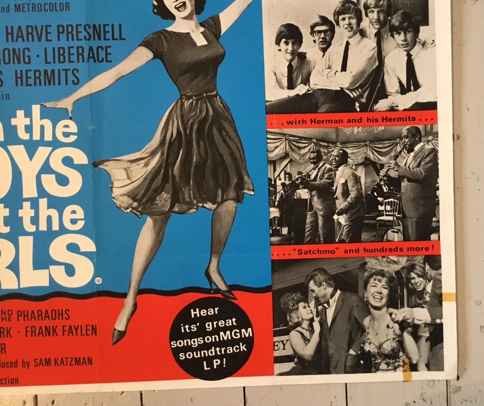 When the Boys Meet The Girls 1965 Rare Original UK Quad Poster Herman’s Hermits, изображение 5