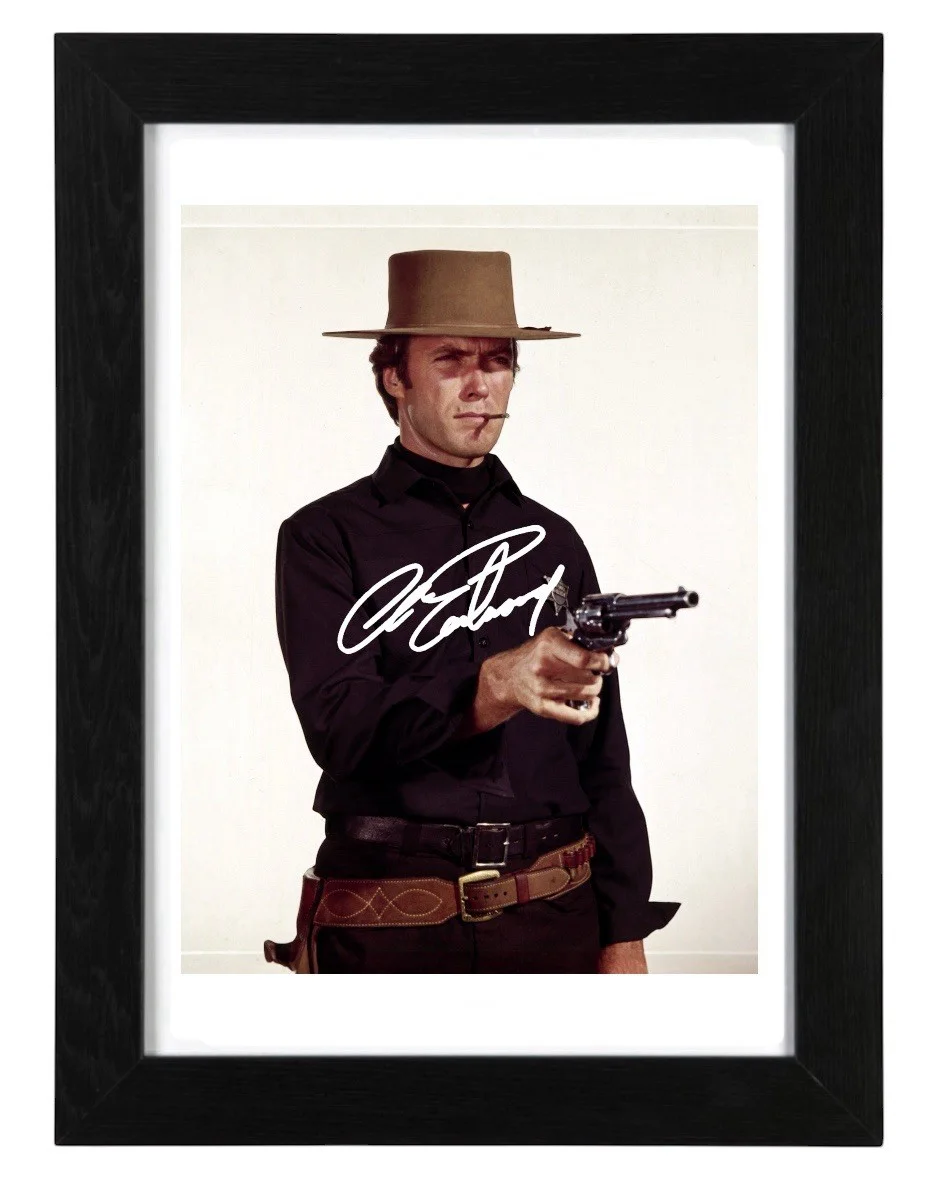 Clint Eastwood Signed Autograph PHOTO Pre Print 6x4/A4/ Framed, image 2