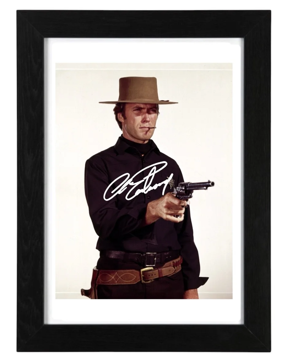 Clint Eastwood Signed Autograph PHOTO Pre Print 6x4/A4/ Framed, image 3
