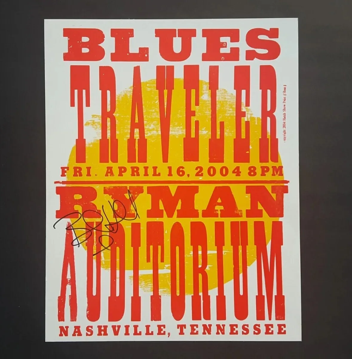 RARE SIGNED! BLUES TRAVELER 2004 Hatch Show Print Nashville RYMAN Concert Poster, изображение 4