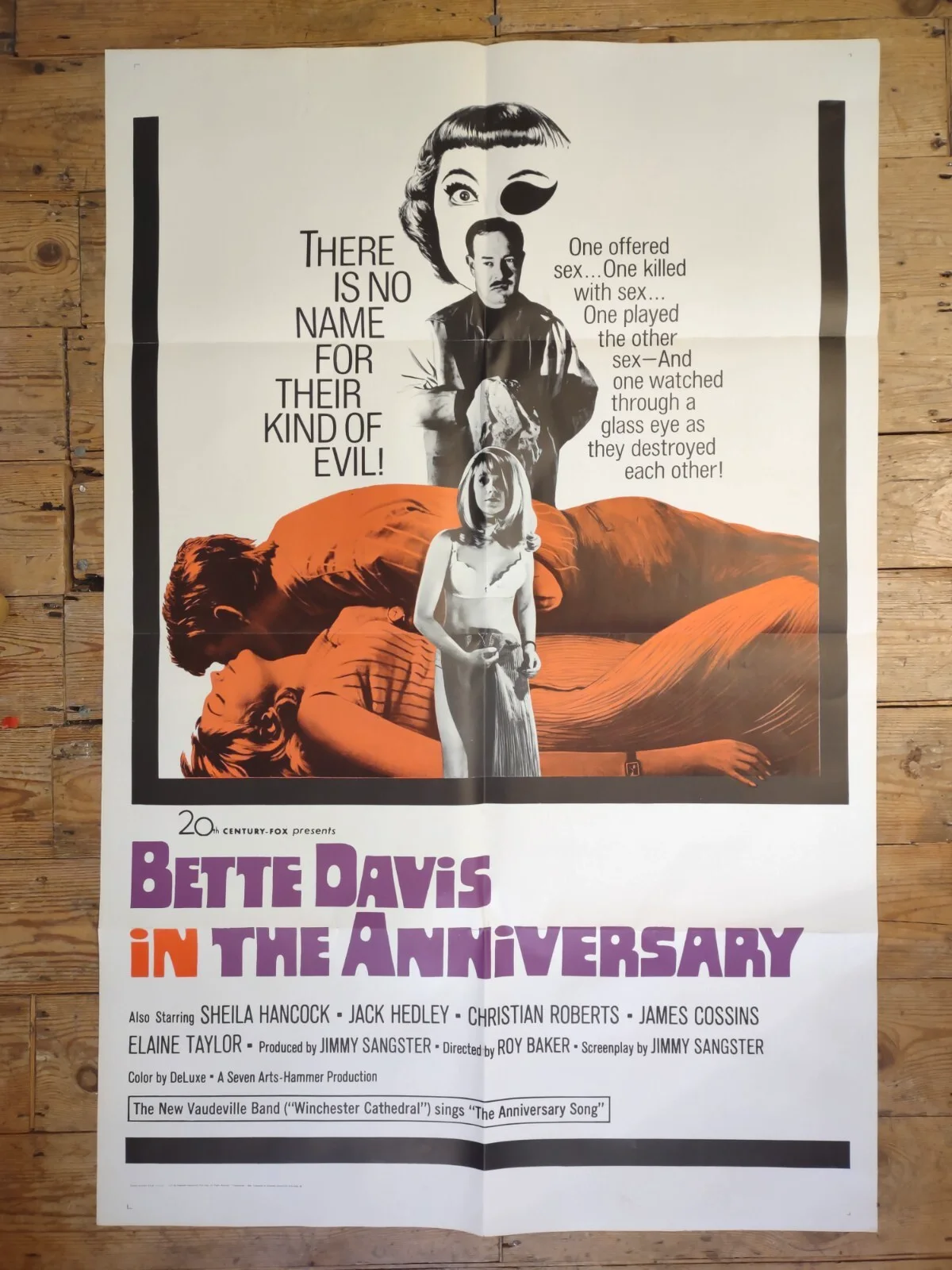 BETTE DAVIS HAMMER 1967 -THE ANNIVERSARY - Original US One Sheet Movie Poster, изображение 3