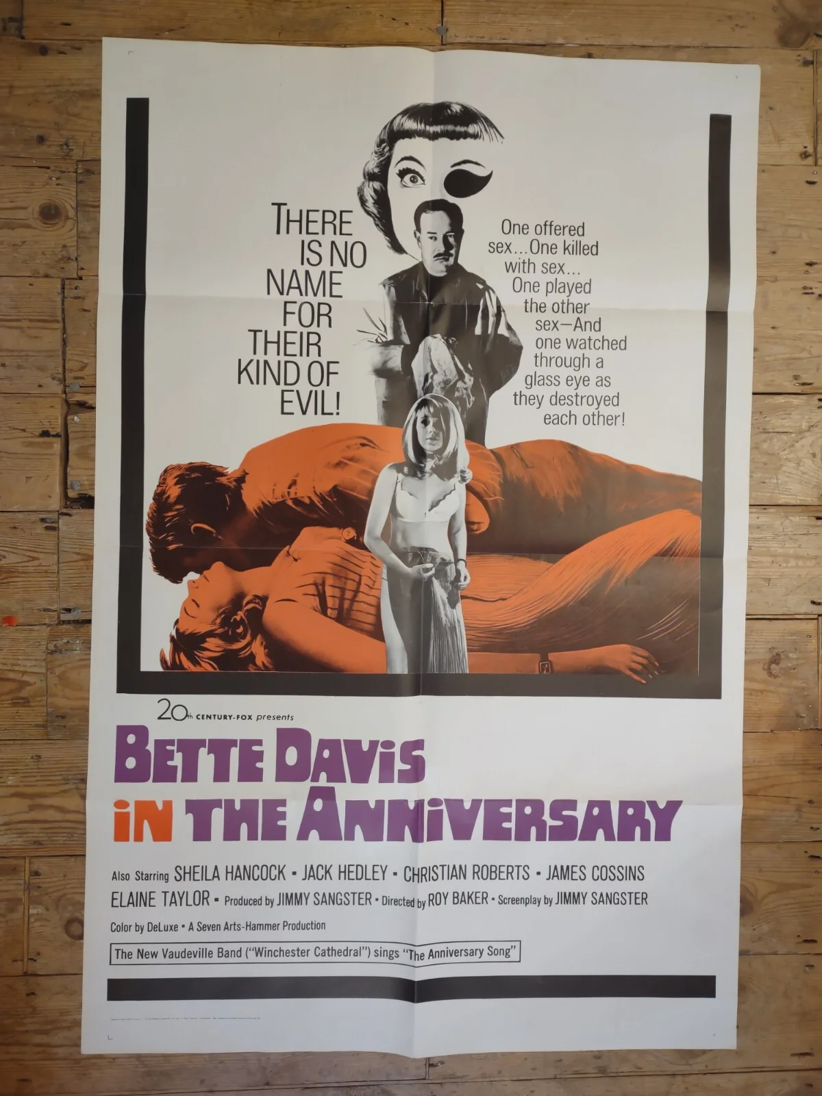 BETTE DAVIS HAMMER 1967 -THE ANNIVERSARY - Original US One Sheet Movie Poster, изображение 5