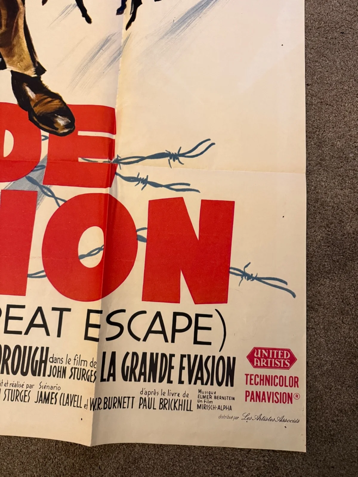 THE GREAT ESCAPE 1963 Original 61.5x46” French Grande Movie Poster Steve McQueen, изображение 5