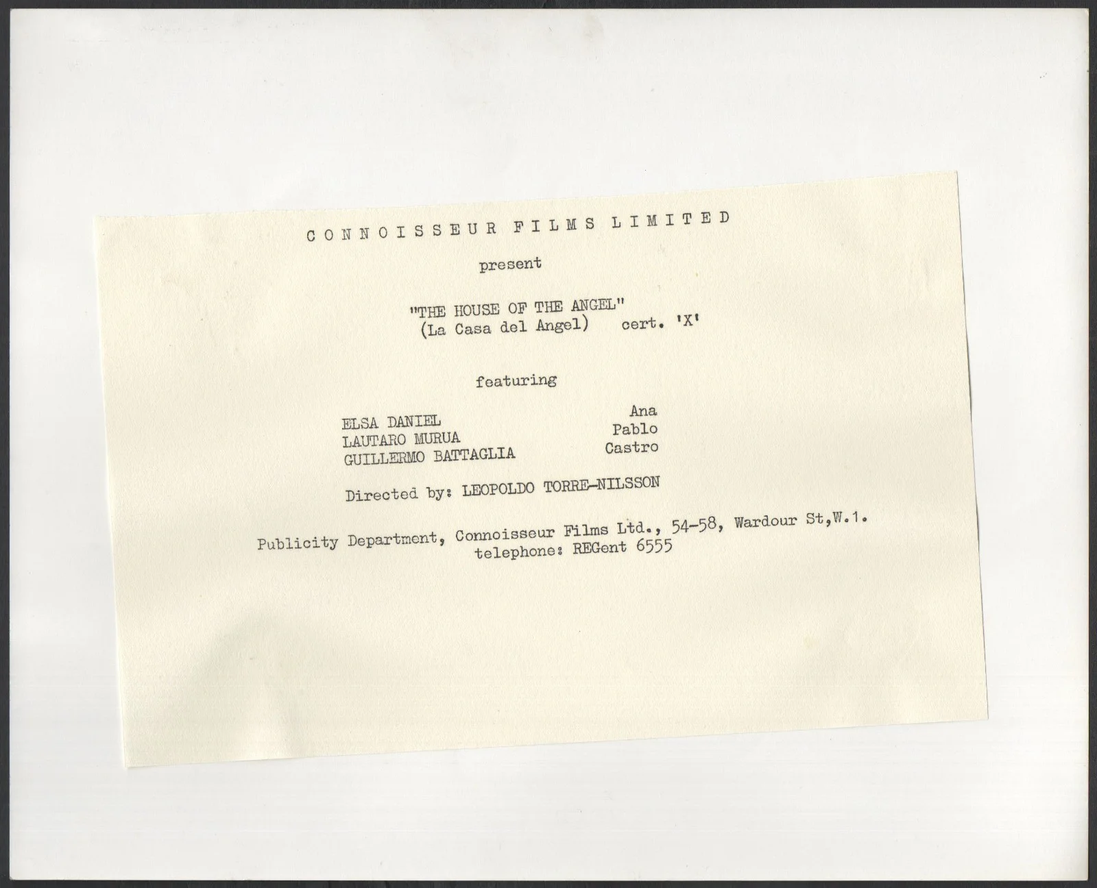 HOUSE OF THE ANGEL 1957 Leopoldo Torre Nilsson, Elsa Daniel 10x8 STILL, изображение 2