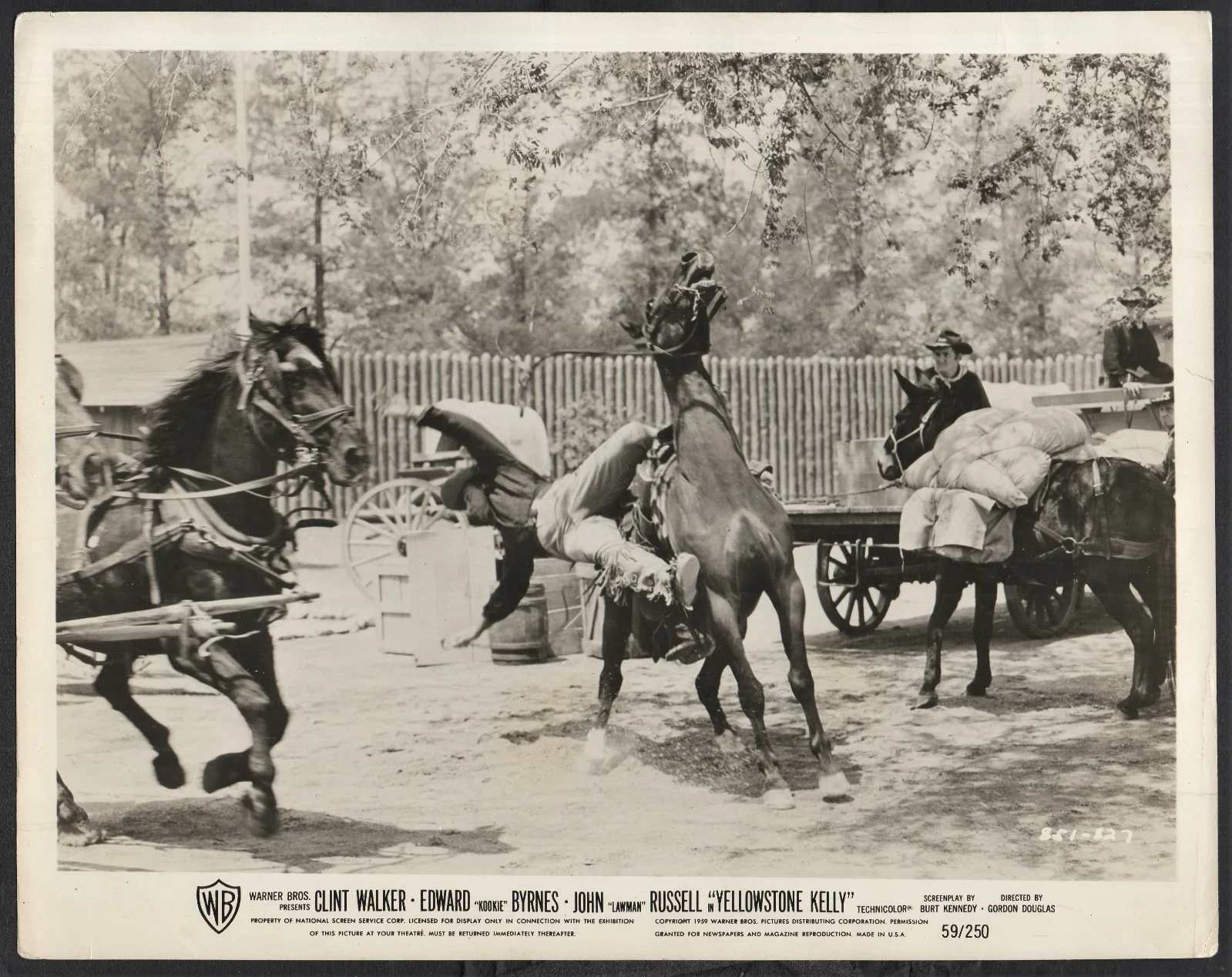 YELLOWSTONE KELLY 1959 Clint Walker, Edd Byrnes, John Russell 2 10x8 STILLS, image 2