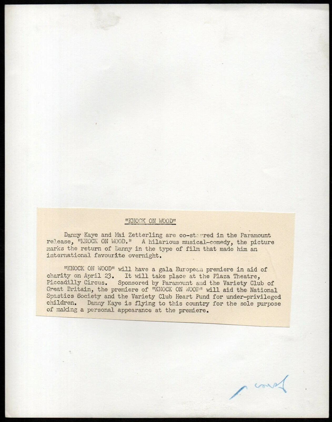 KNOCK ON WOOD 1954 Danny Kaye musical 10x8 STILL #84, image 2