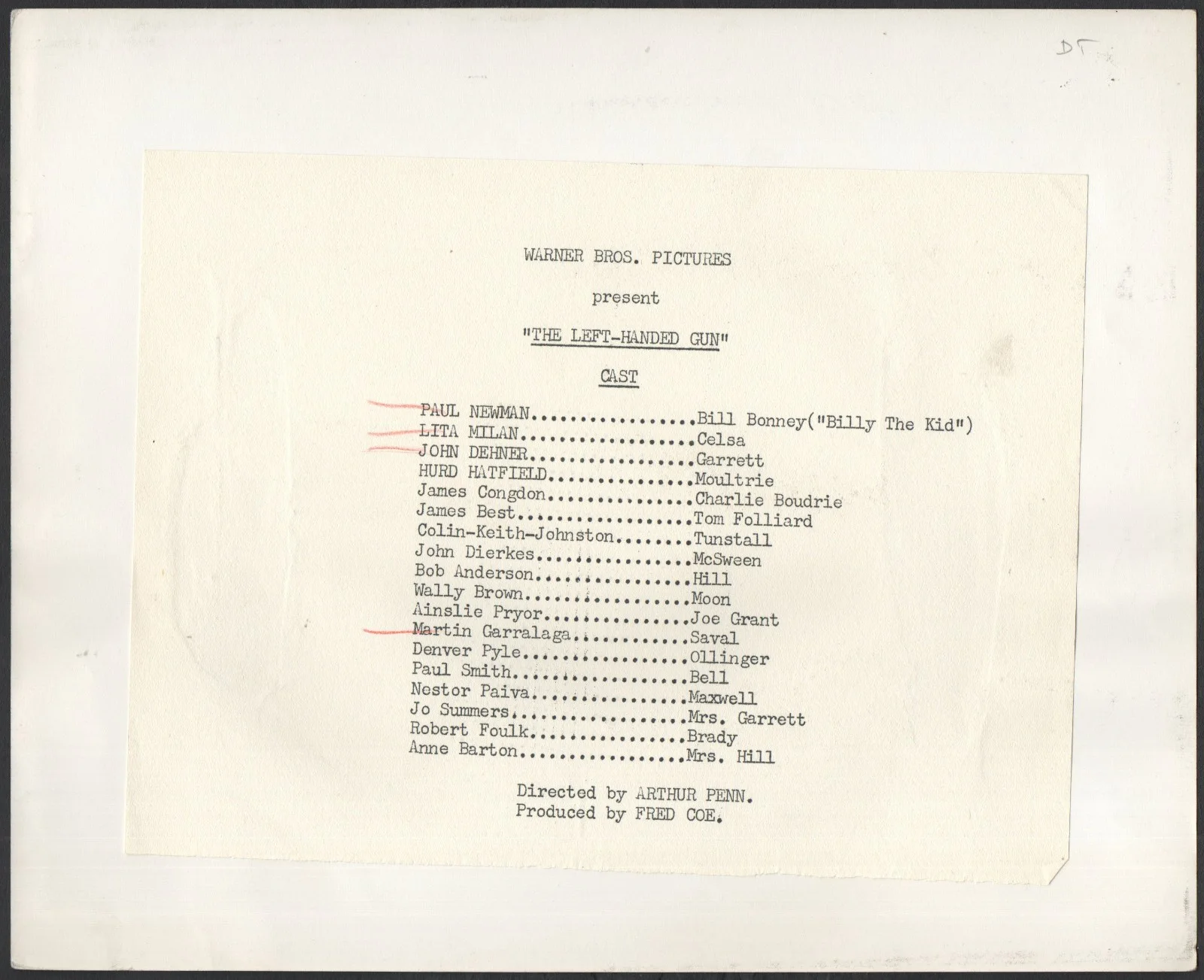 LEFT-HANDED GUN 1958 Paul Newman, Lita Milan, John Dehner 10x8 STILL, изображение 2