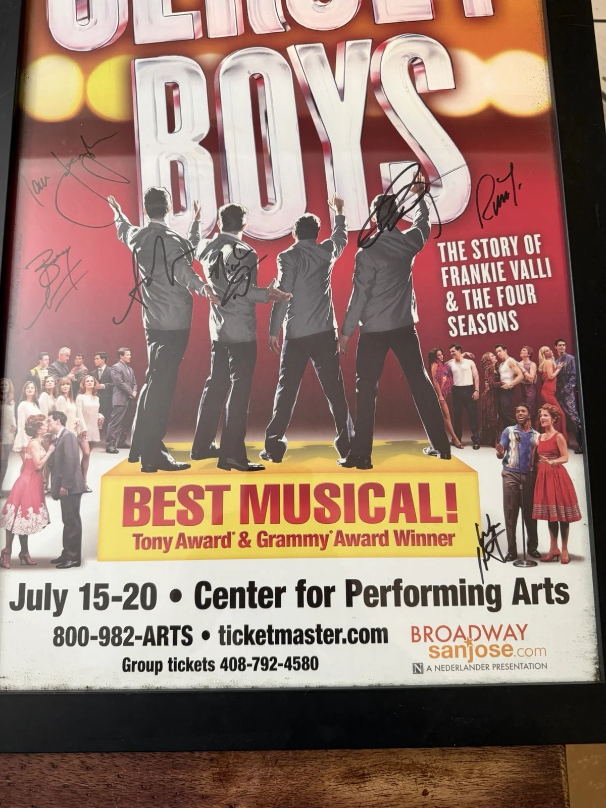 Jersey Boys Signed Original Theater Poster Framed Autograph Not Authenticated, image 3