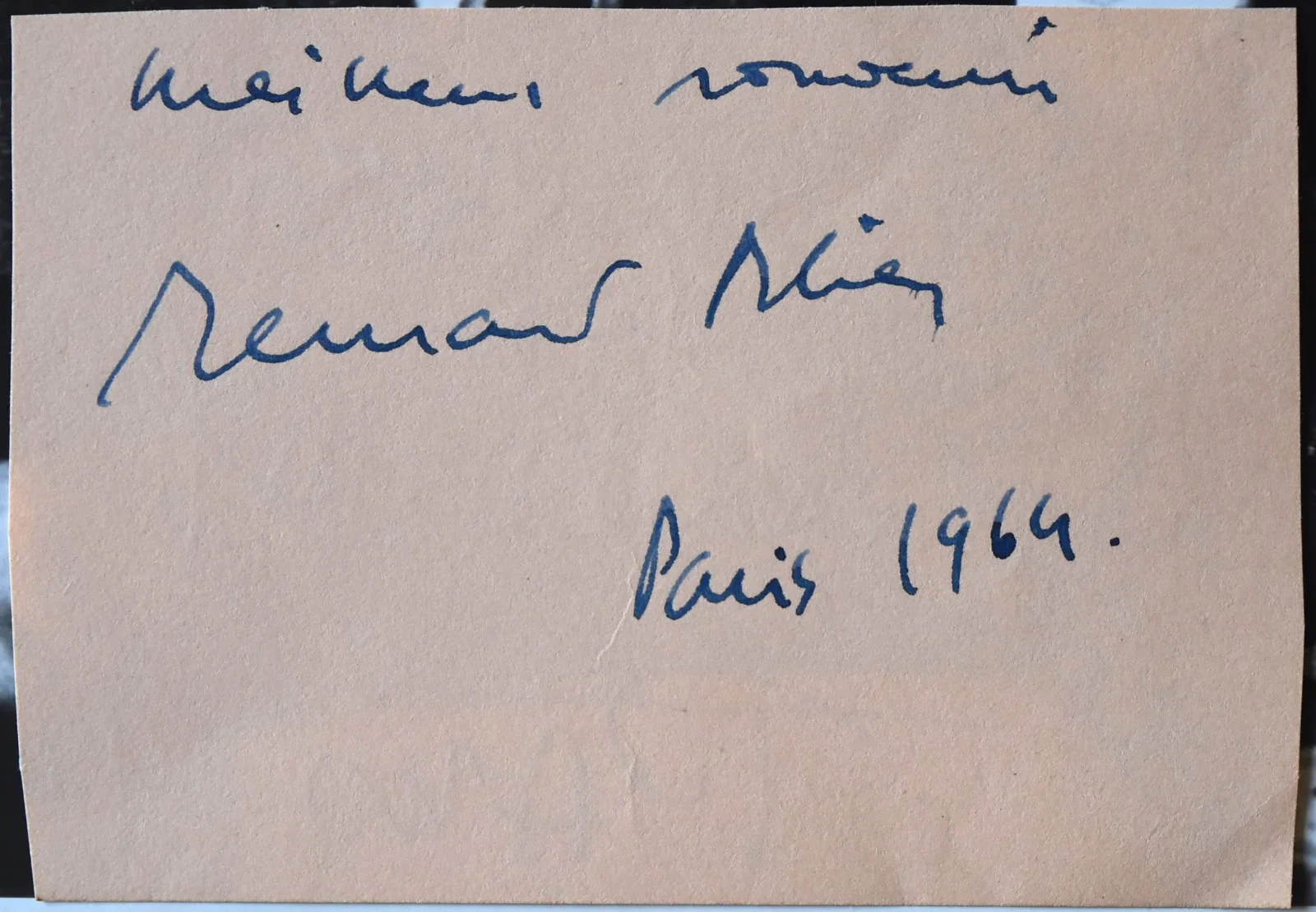 Bernard Blier Hand Signed Card, image 2