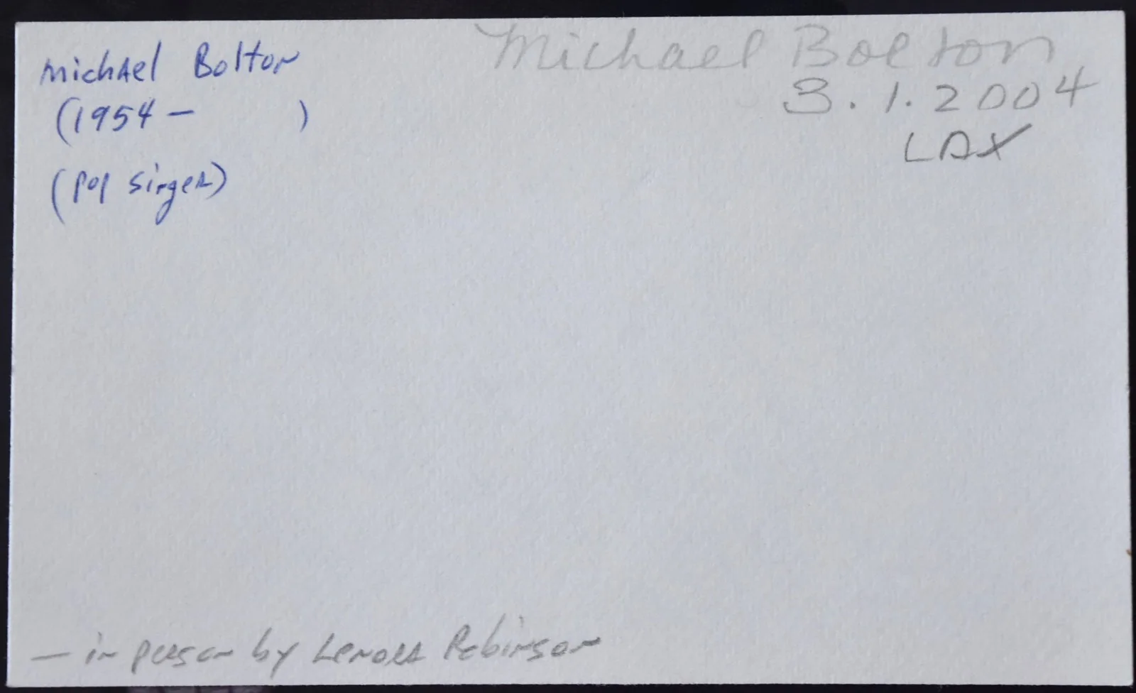 Michael Bolton Hand Signed Card, image 3