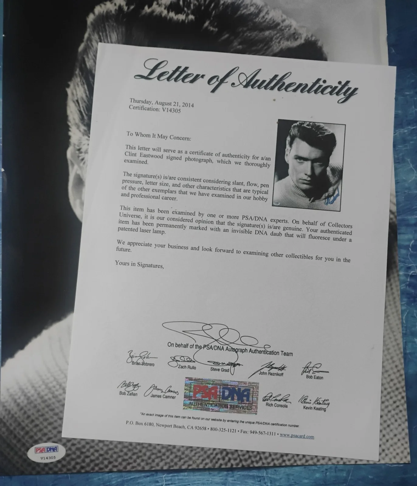 Clint Eastwood Hand Signed 11x14 Photo PSA COA - NO US TARIFFS, изображение 4