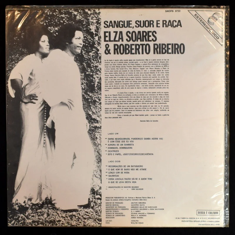 Elza Soares & Roberto Ribeiro - Sangue, Suor e Raça (LP), image 3