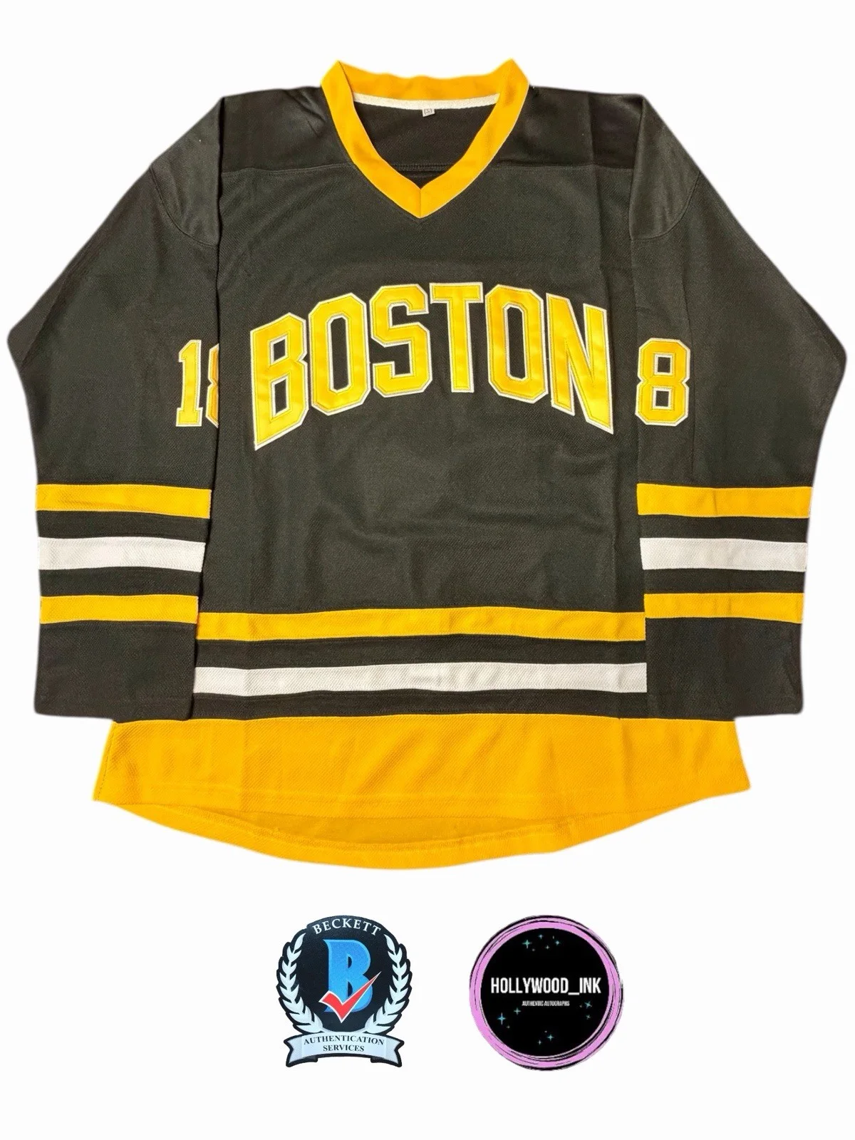 Adam Sandler — ADAM SANDLER SIGNED AUTOGRAPH HAPPY GILMORE BOSTON BRUIN HOCKEY JERSEY BECKETT-A, изображение 2