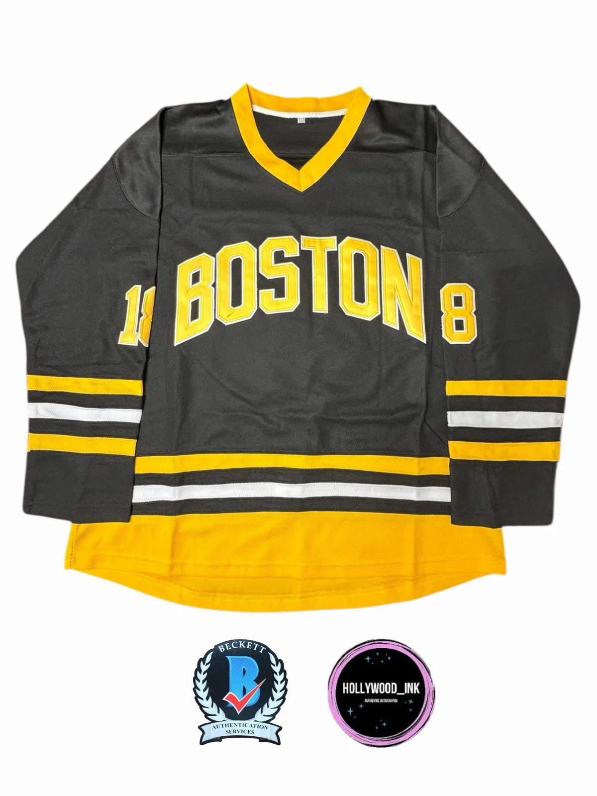 Adam Sandler — ADAM SANDLER SIGNED AUTOGRAPH HAPPY GILMORE BOSTON BRUIN HOCKEY JERSEY BECKETT-B, изображение 2